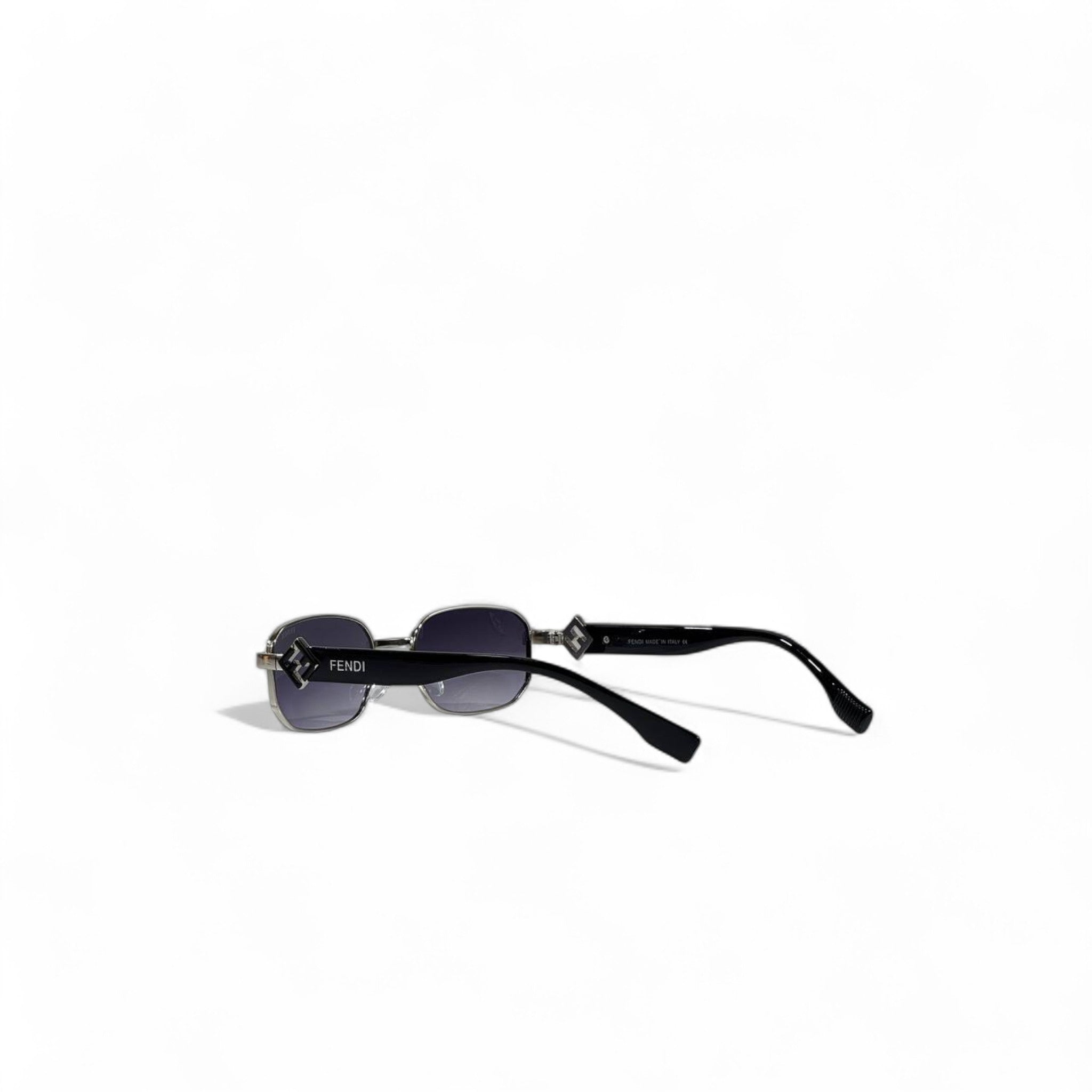 🖤 Fendi Rectangular Sunglasses – Silver & Black Luxury 🕶️✨