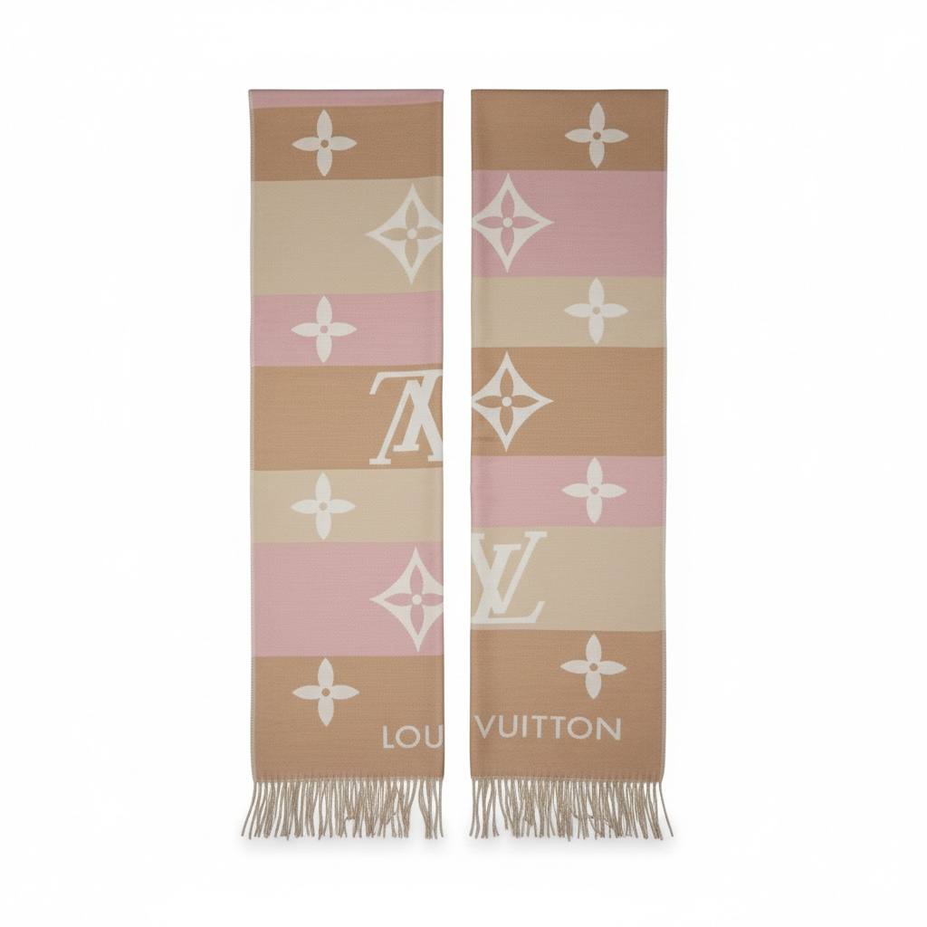 🧣 Louis Vuitton Monogram Colorblock Scarf – Soft Luxury Elegance