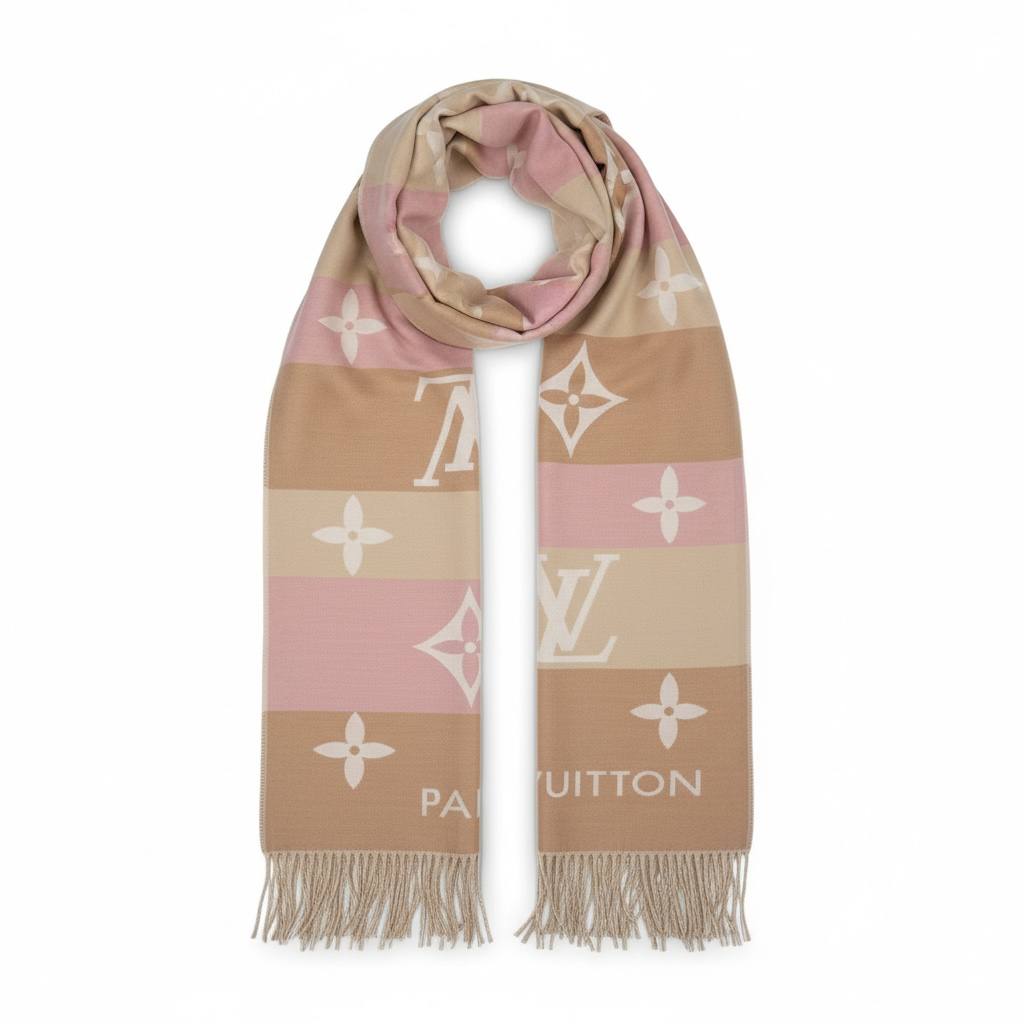 🧣 Louis Vuitton Monogram Colorblock Scarf – Soft Luxury Elegance