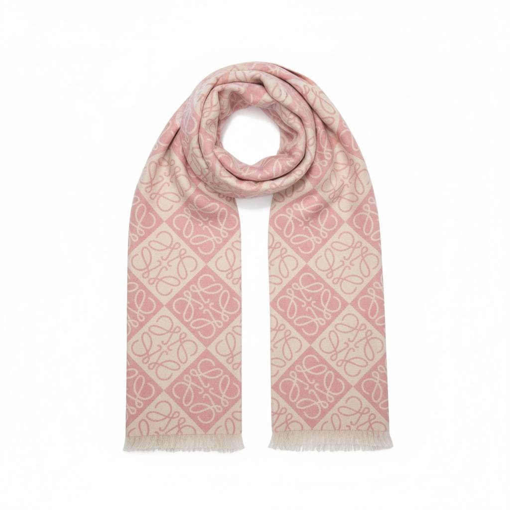 🧣 Loewe Anagram Pink Scarf – Soft Feminine Luxury