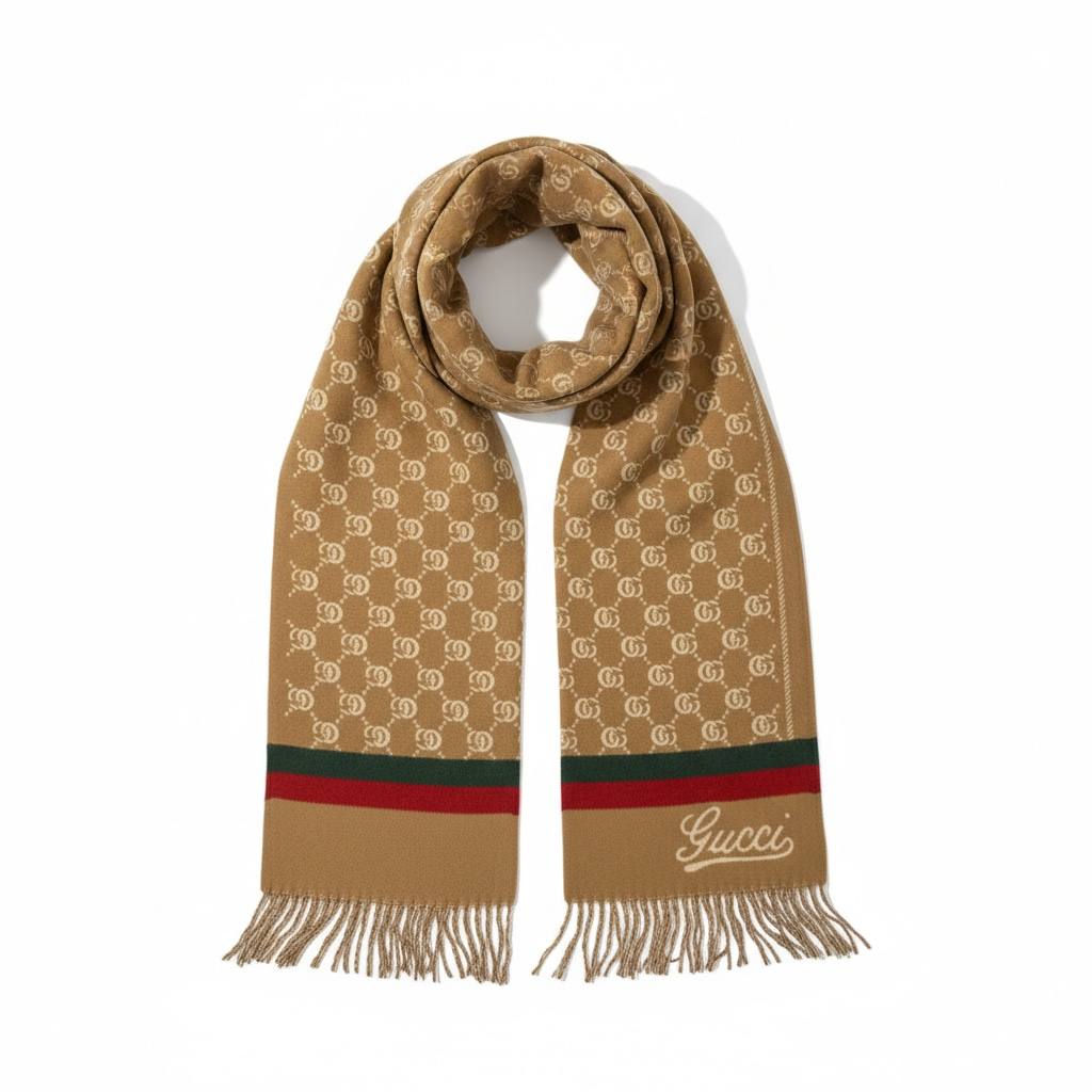 Gucci GG Monogram Scarf – Camel Signature Elegance 🤎✨