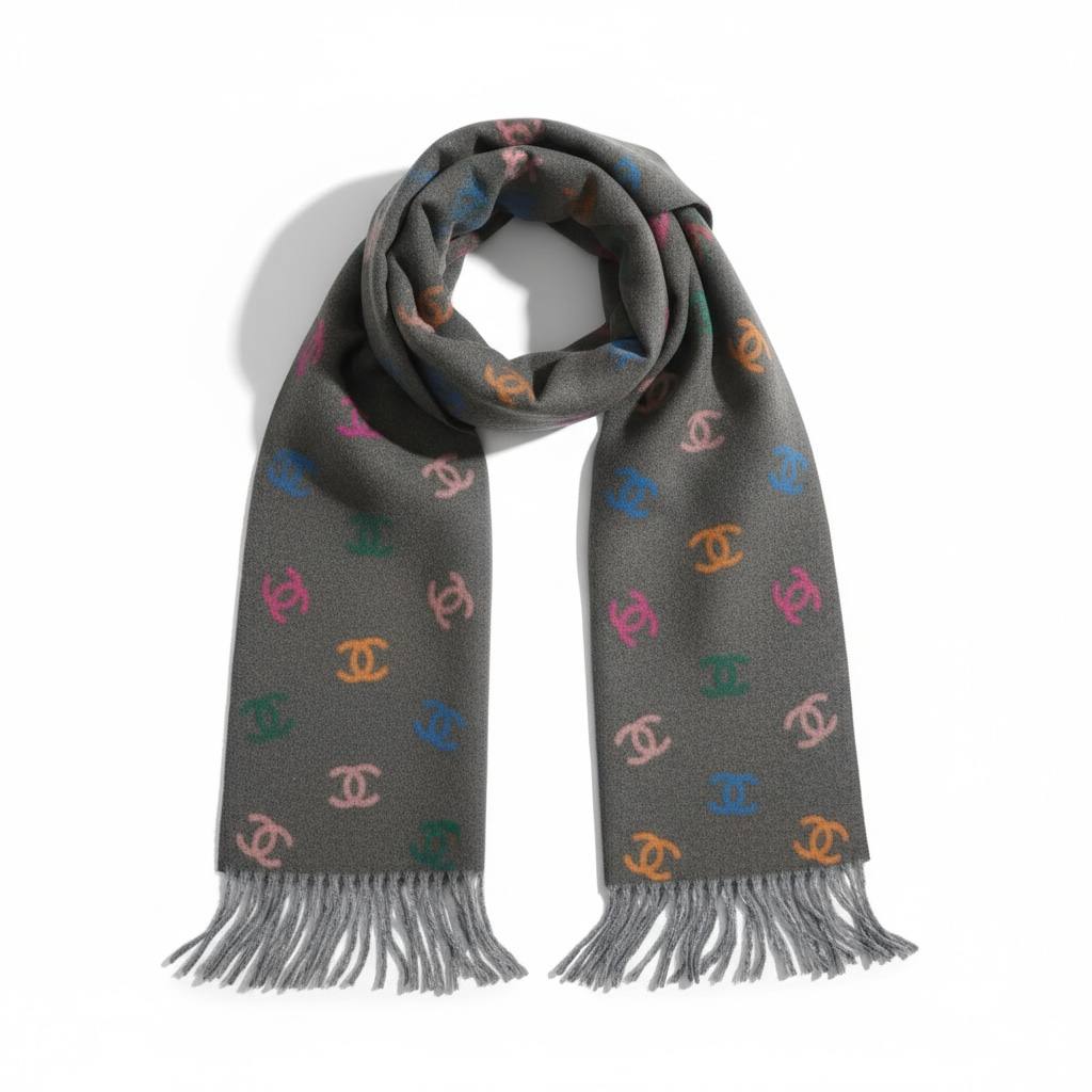 🩶 Chanel CC Logo Scarf – Luxury Statement Accessory