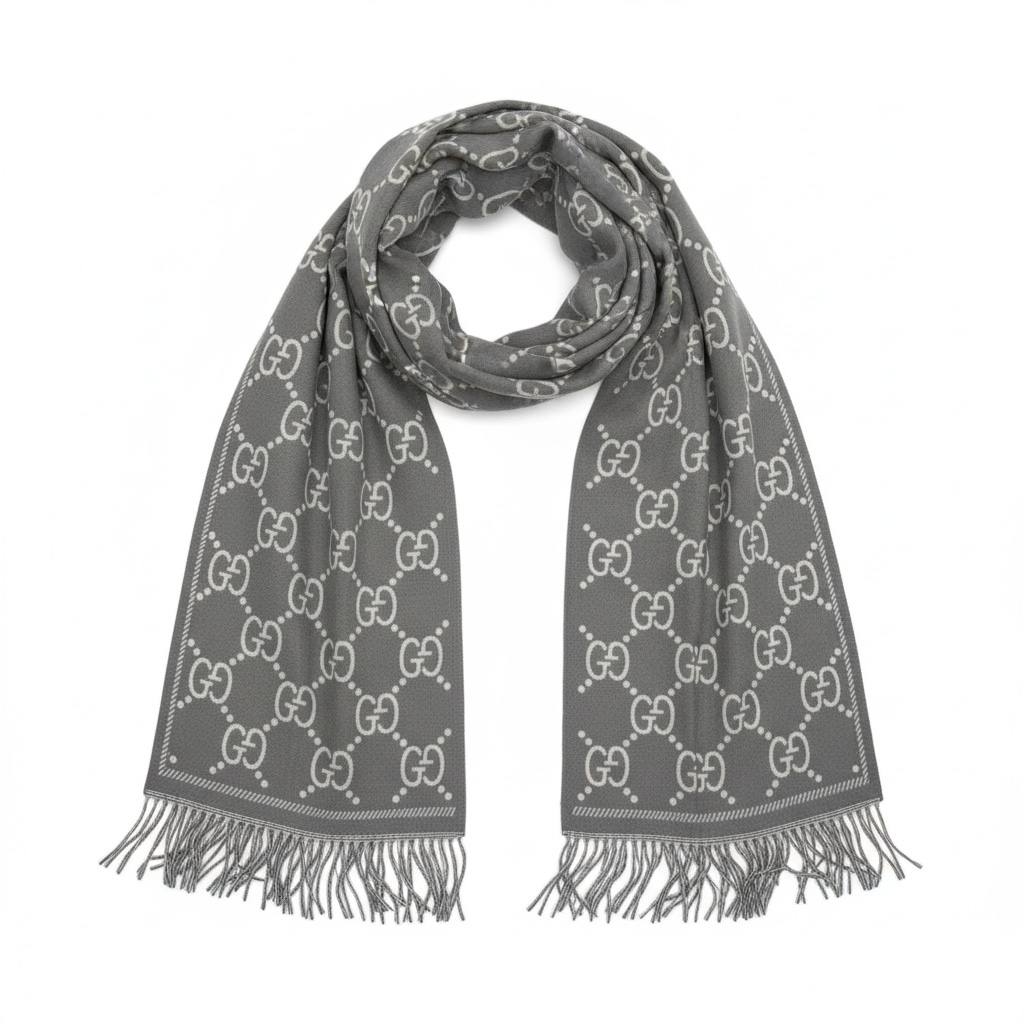 🧣 Gucci GG Monogram Scarf ✨ | Classic Grey Luxury