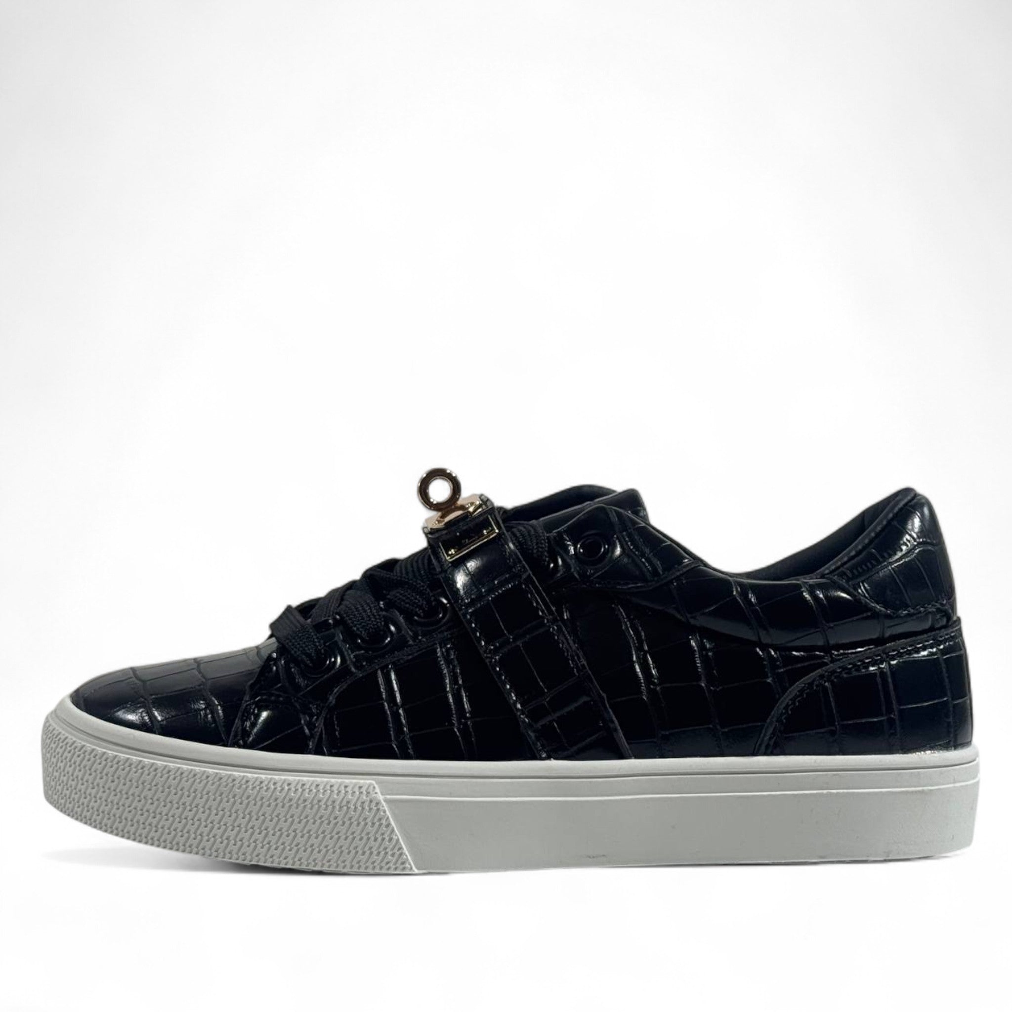 Hermès Black Croc-Embossed Luxury Sneakers with Gold Hardware