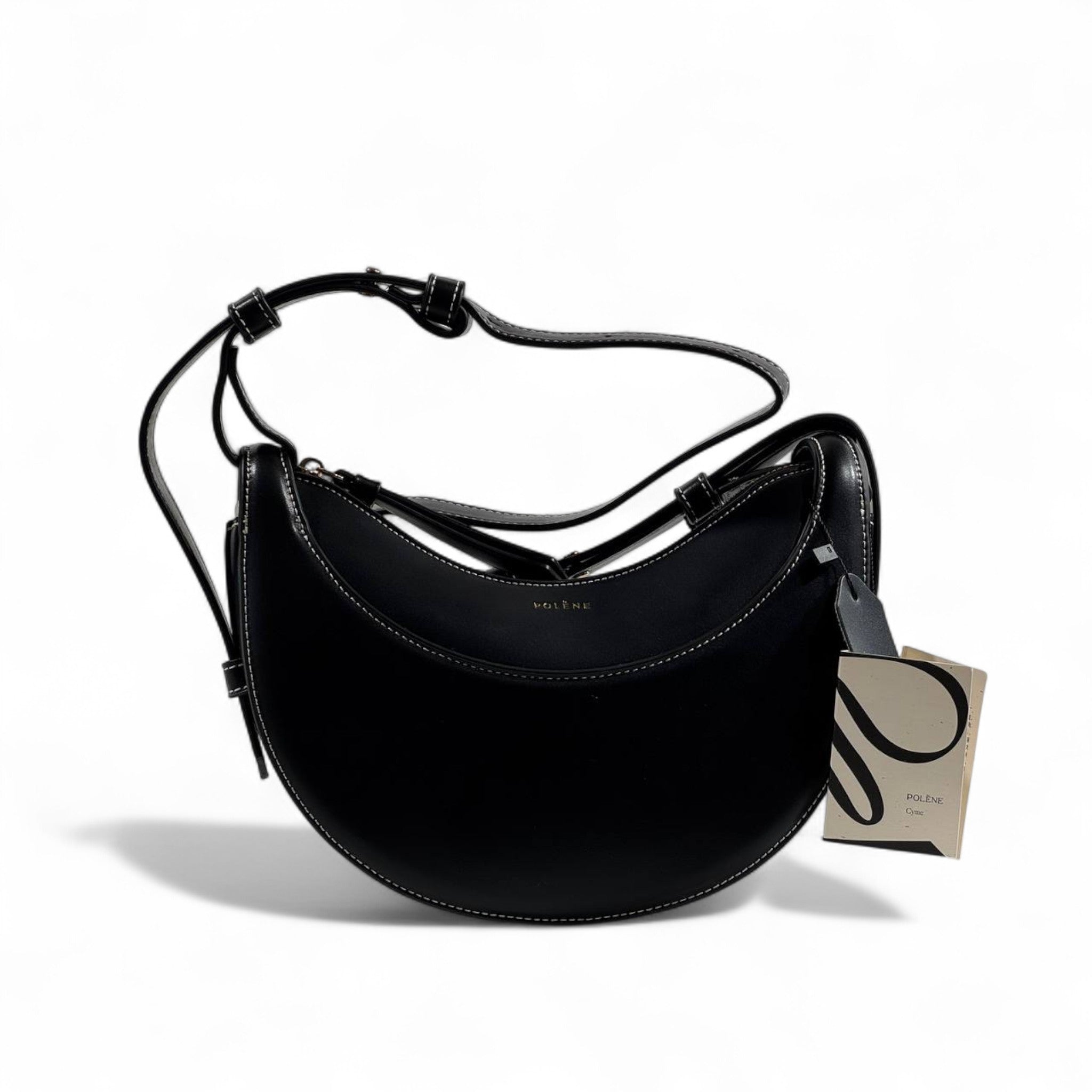 Polène Paris Crescent Crossbody Bag – Black 🌑✨