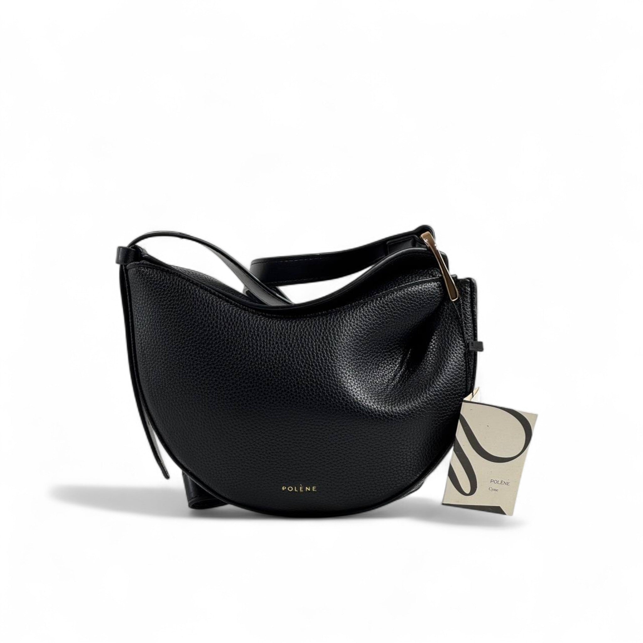 Polène Paris Crescent Crossbody Bag – Black Grained Leather 🖤✨