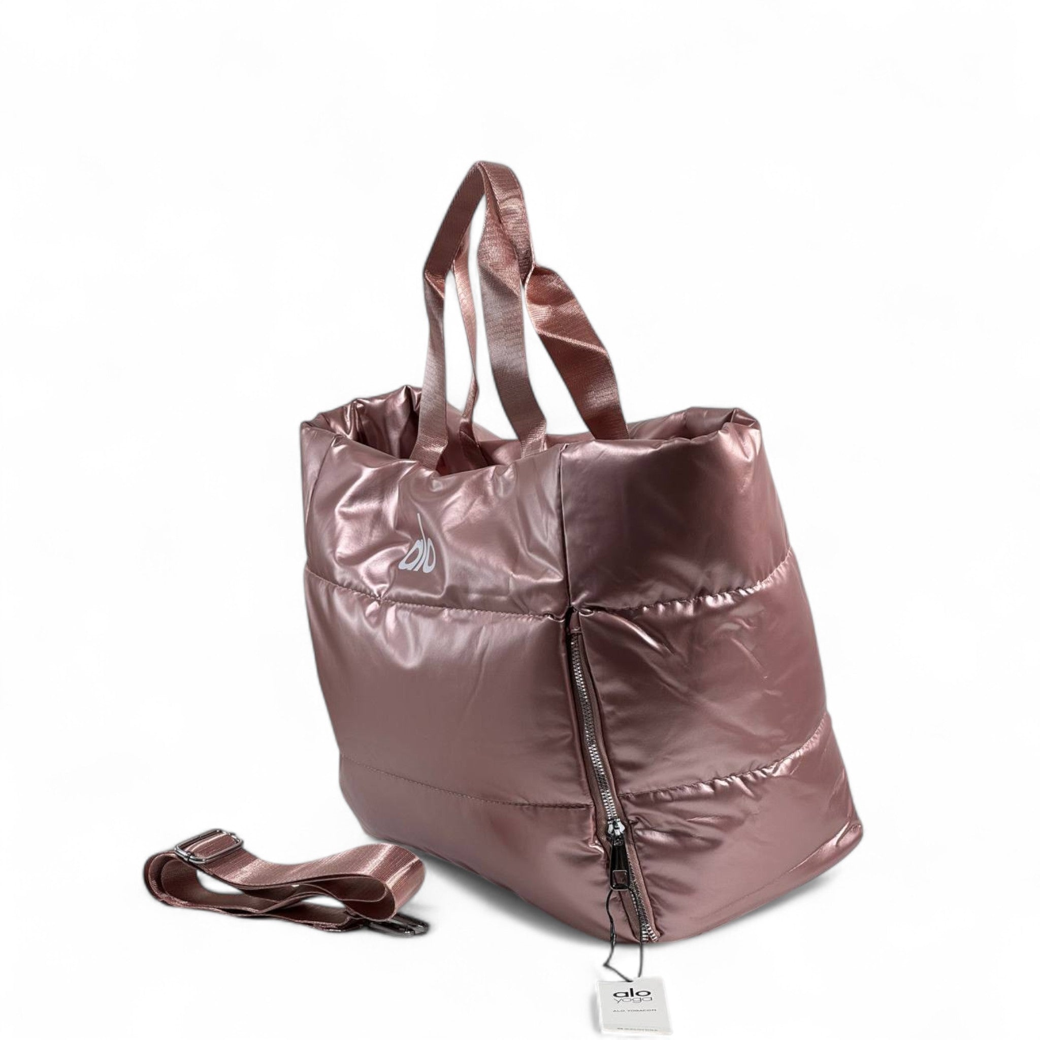 🌸 Alo Metallic Rose Tote Bag – Chic, Spacious & Everyday-Ready ✨