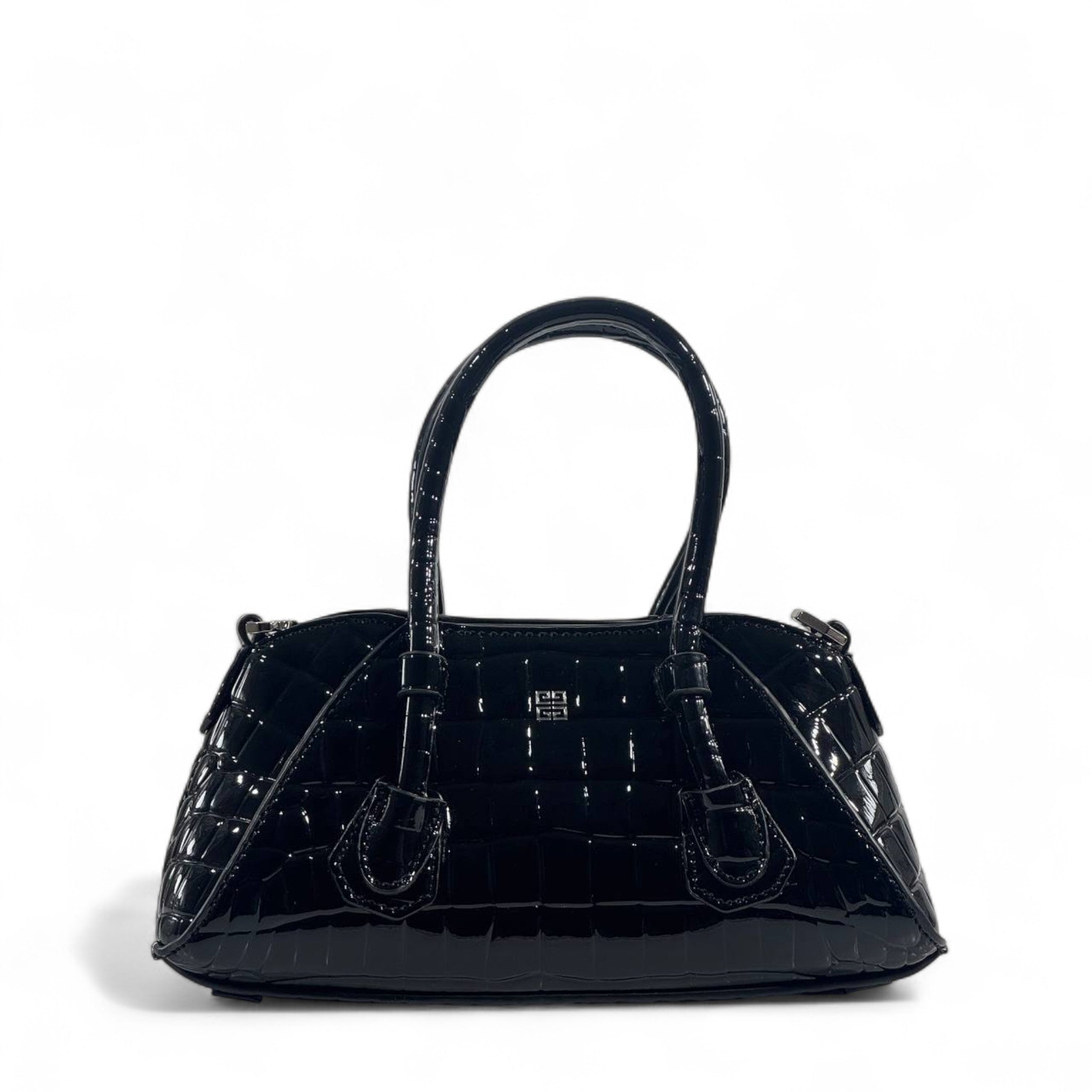 🖤🐊 Givenchy Croc-Embossed Black Patent Handbag – Fierce, Sleek & Couture ✨