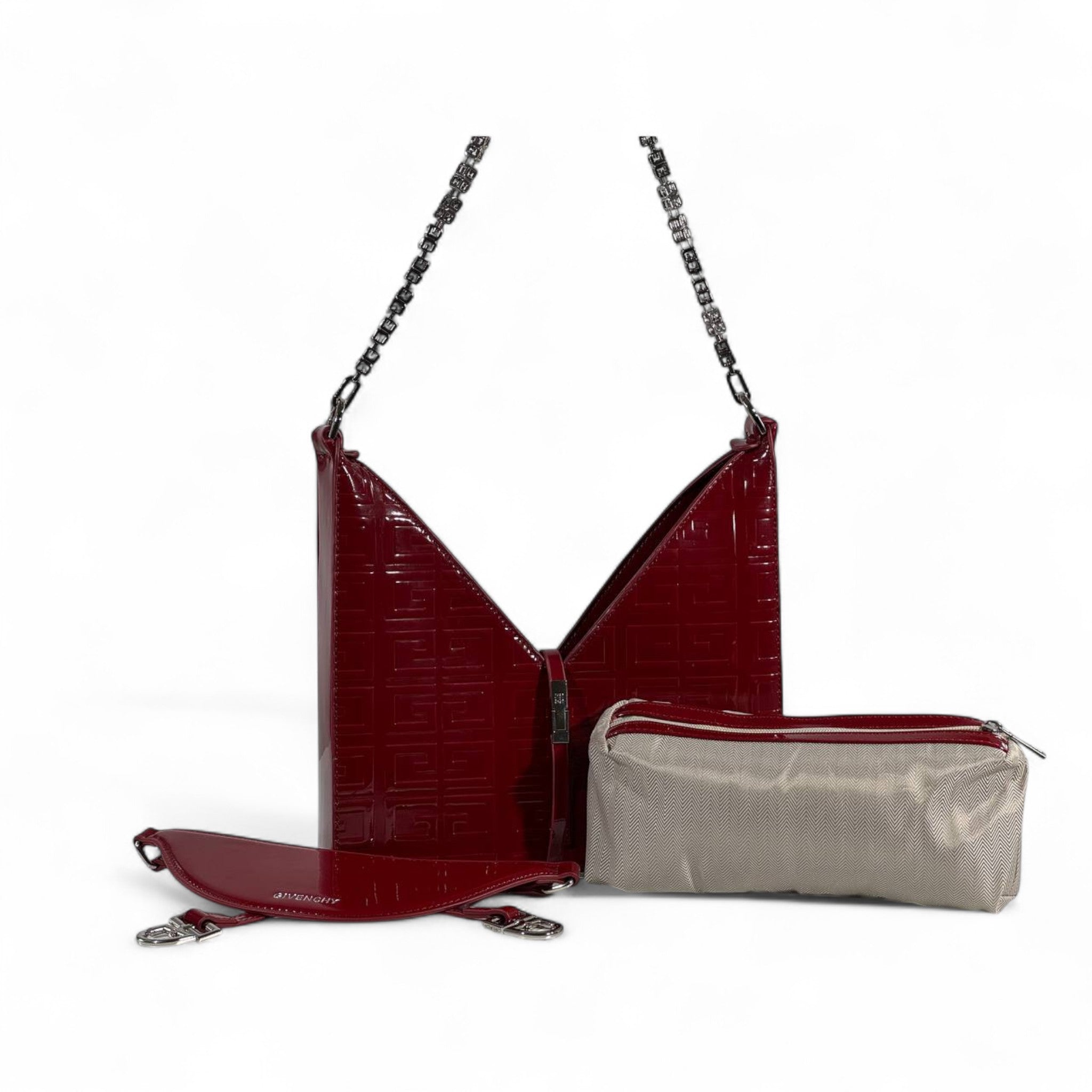 đˇ Givenchy Burgundy V-Cut Chain Shoulder Bag â Sleek, Modern & Couture â¨