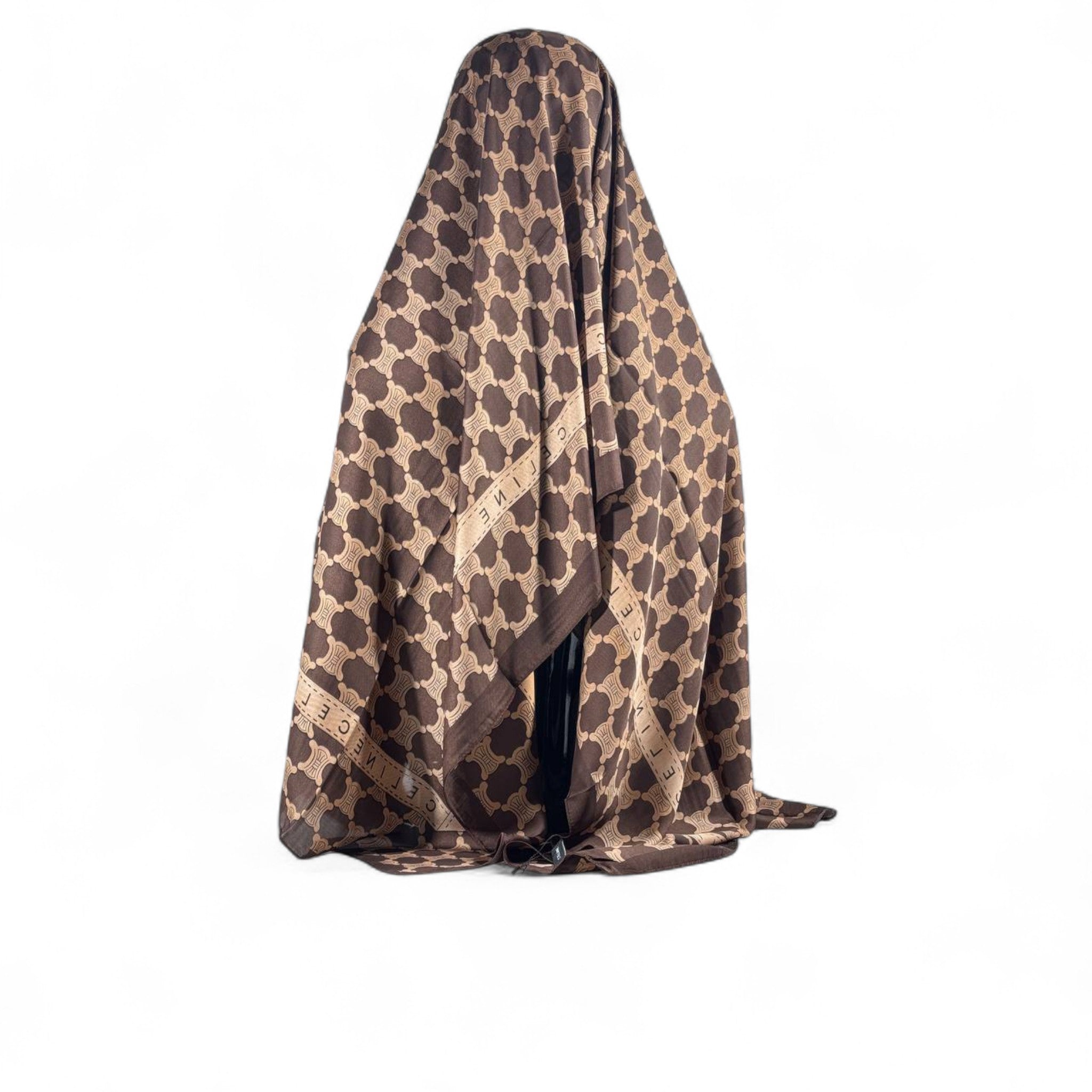 đ¤ Celine Triomphe Silk Scarf â Dark Brown & Beige Timeless Elegance â¨