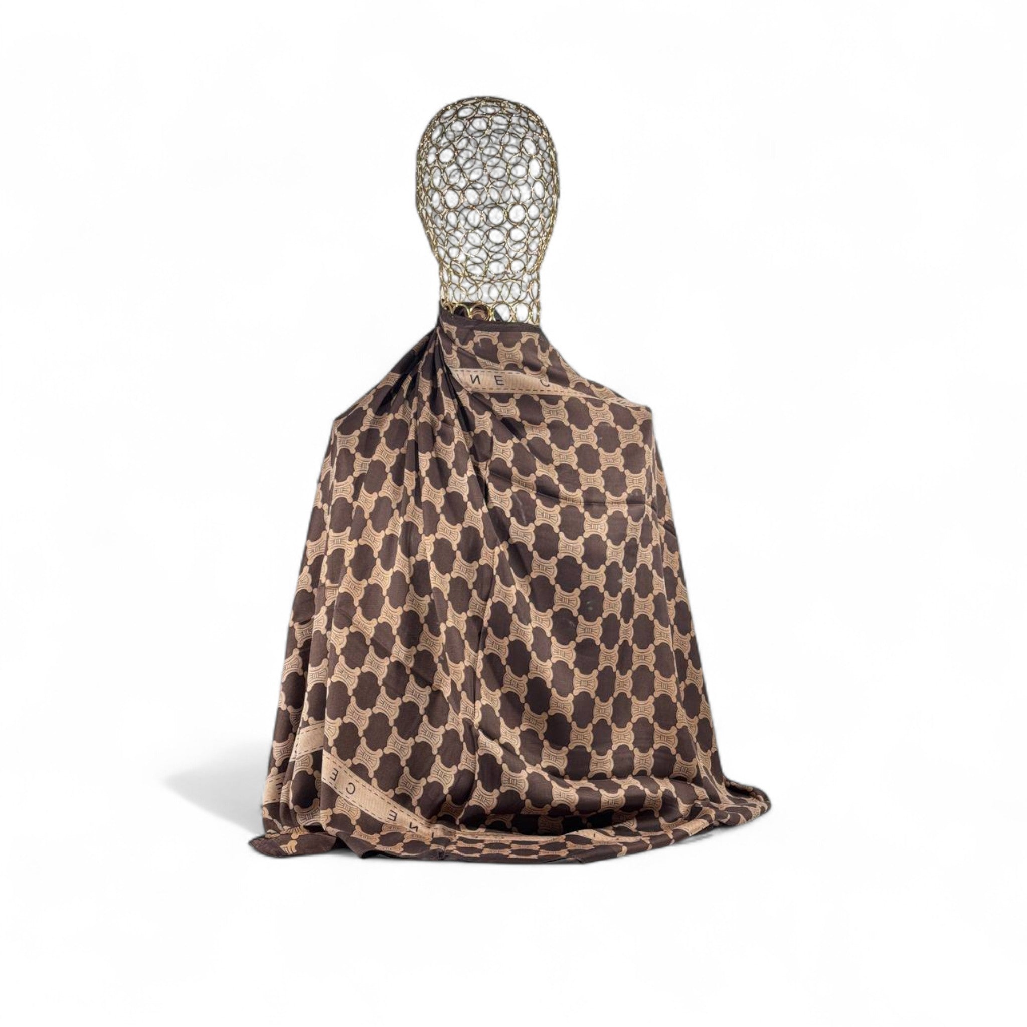 đ¤ Celine Triomphe Silk Scarf â Dark Brown & Beige Timeless Elegance â¨