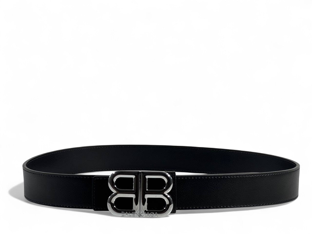 Balenciaga Black Leather Belt with BB Logo Buckle – 115CM 🖤✨