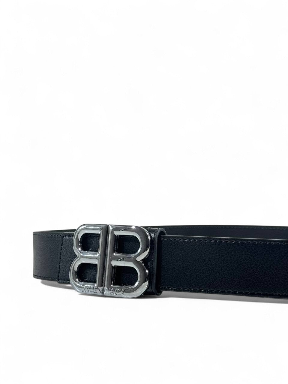 Balenciaga Black Leather Belt with BB Logo Buckle β 120 CM π€β¨