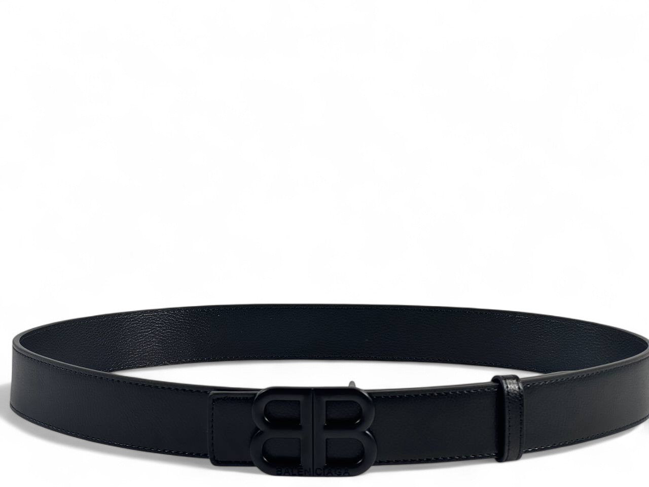 Balenciaga Black Leather Belt with All-Black BB Logo β 120CM π€π₯