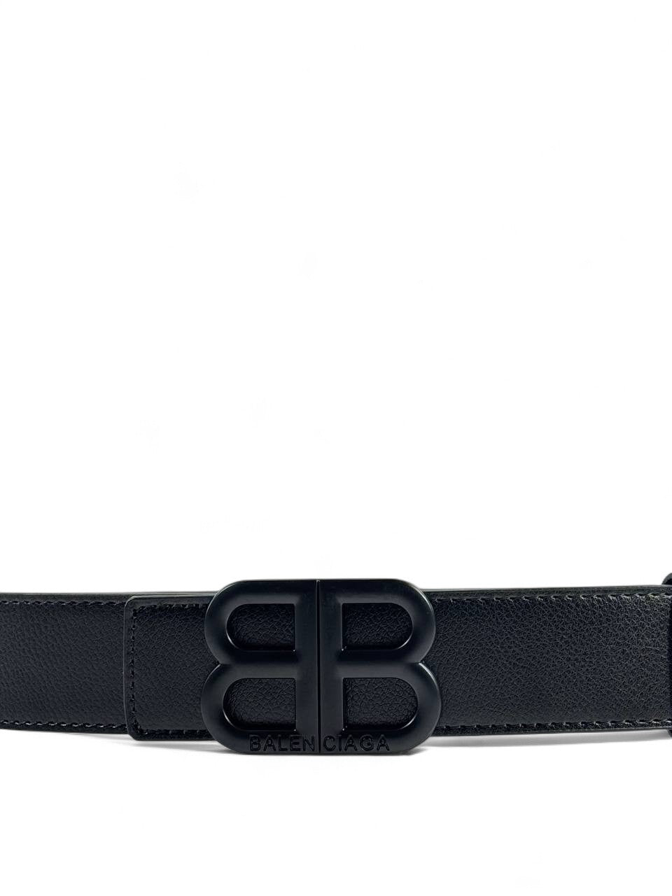 Balenciaga Black Leather Belt with All-Black BB Logo β 120CM π€π₯