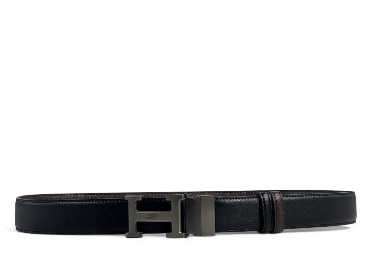 Hermès Black Leather Belt with Gunmetal H Buckle – 110CM ⚫✨