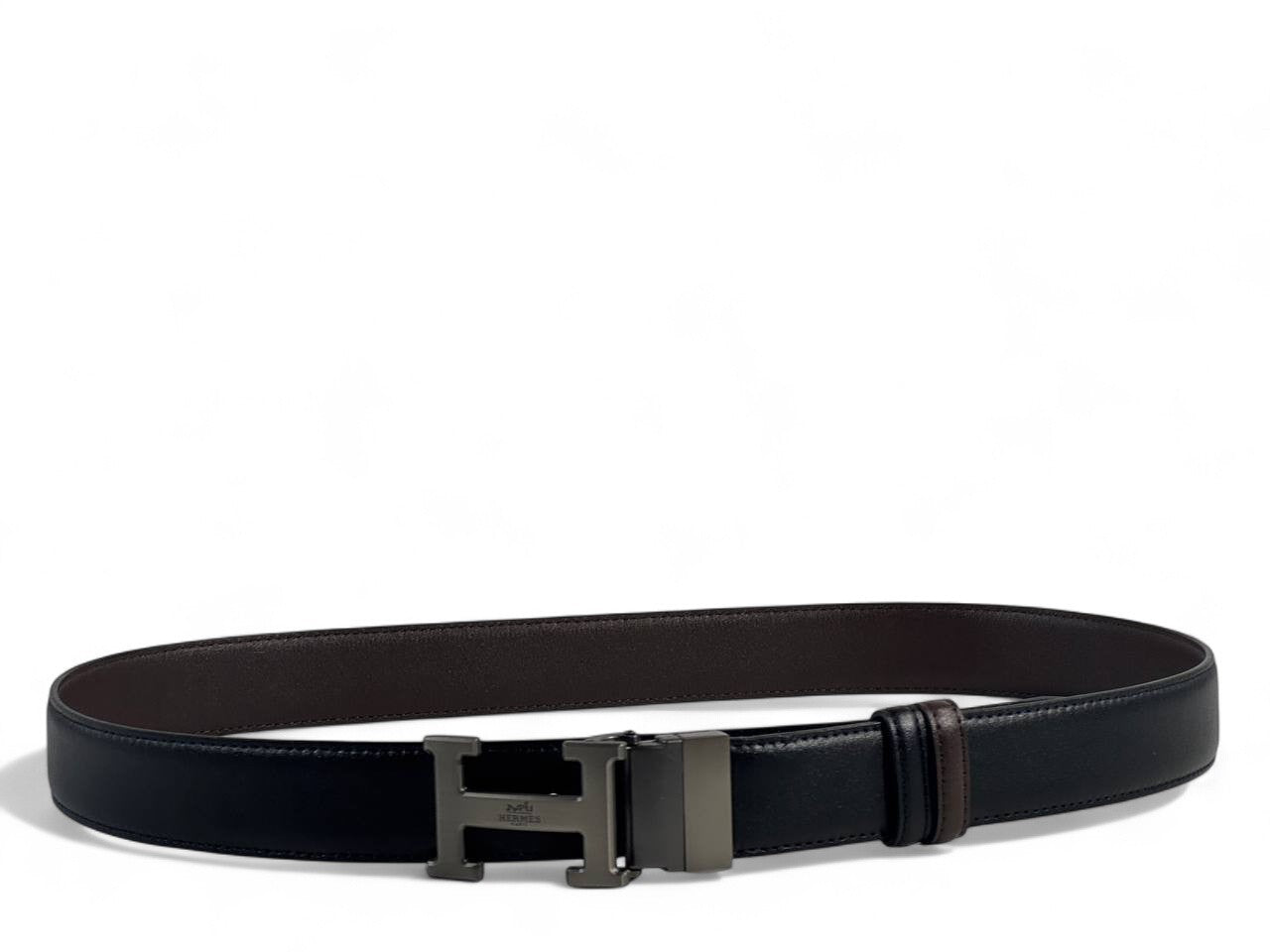 Hermès Black Leather Belt with Gunmetal H Buckle – 110CM ⚫✨