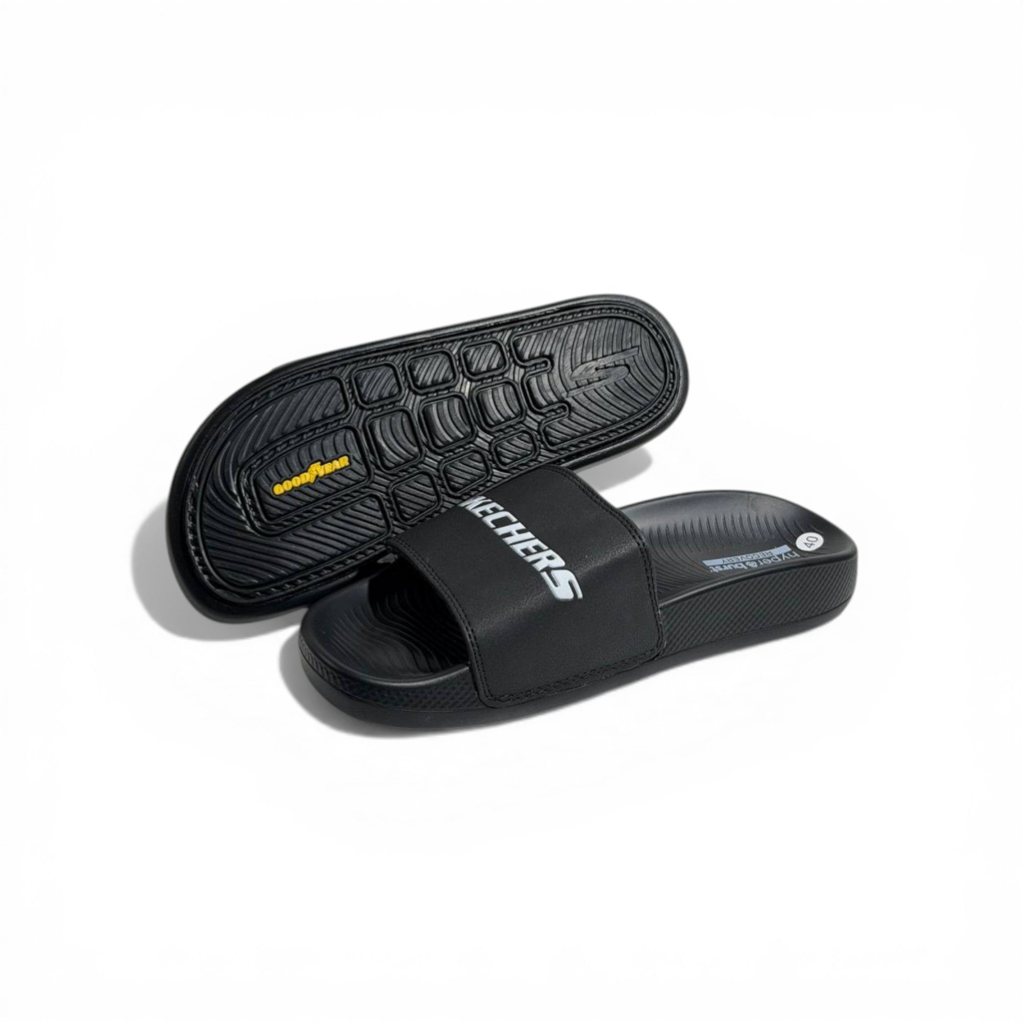 🖤⚡ Skechers Hyper Burst Slides – Black Logo Edition | Ultimate Comfort & Style