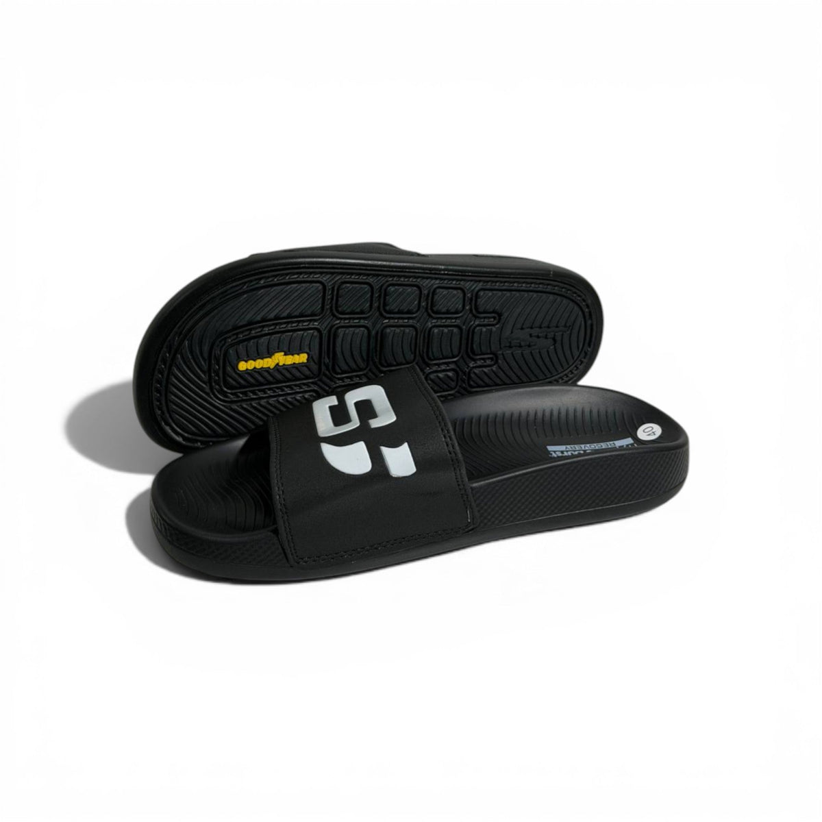 🖤⚡ Skechers Hyper Burst Slides – Black Bold Logo Edition | Ultra Comfort