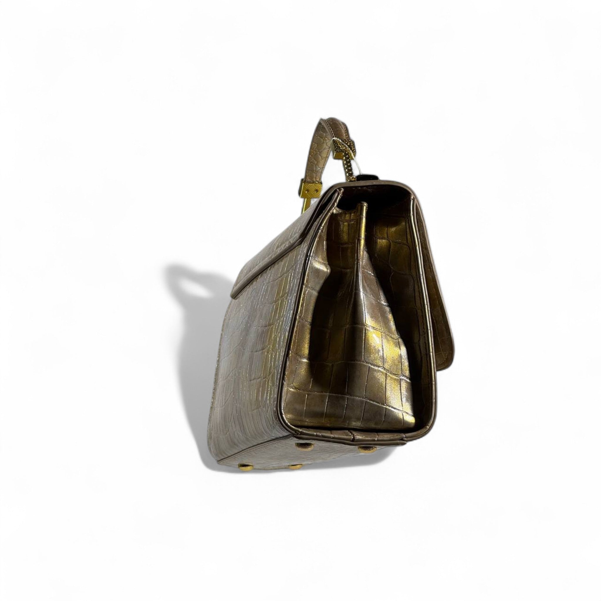 Valentino Garavani Croc-Embossed Golden Bronze VLogo Bag đâ¨