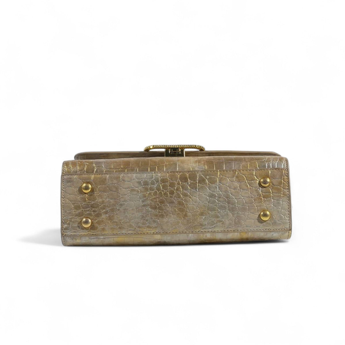 Valentino Garavani Croc-Embossed Golden Bronze VLogo Bag