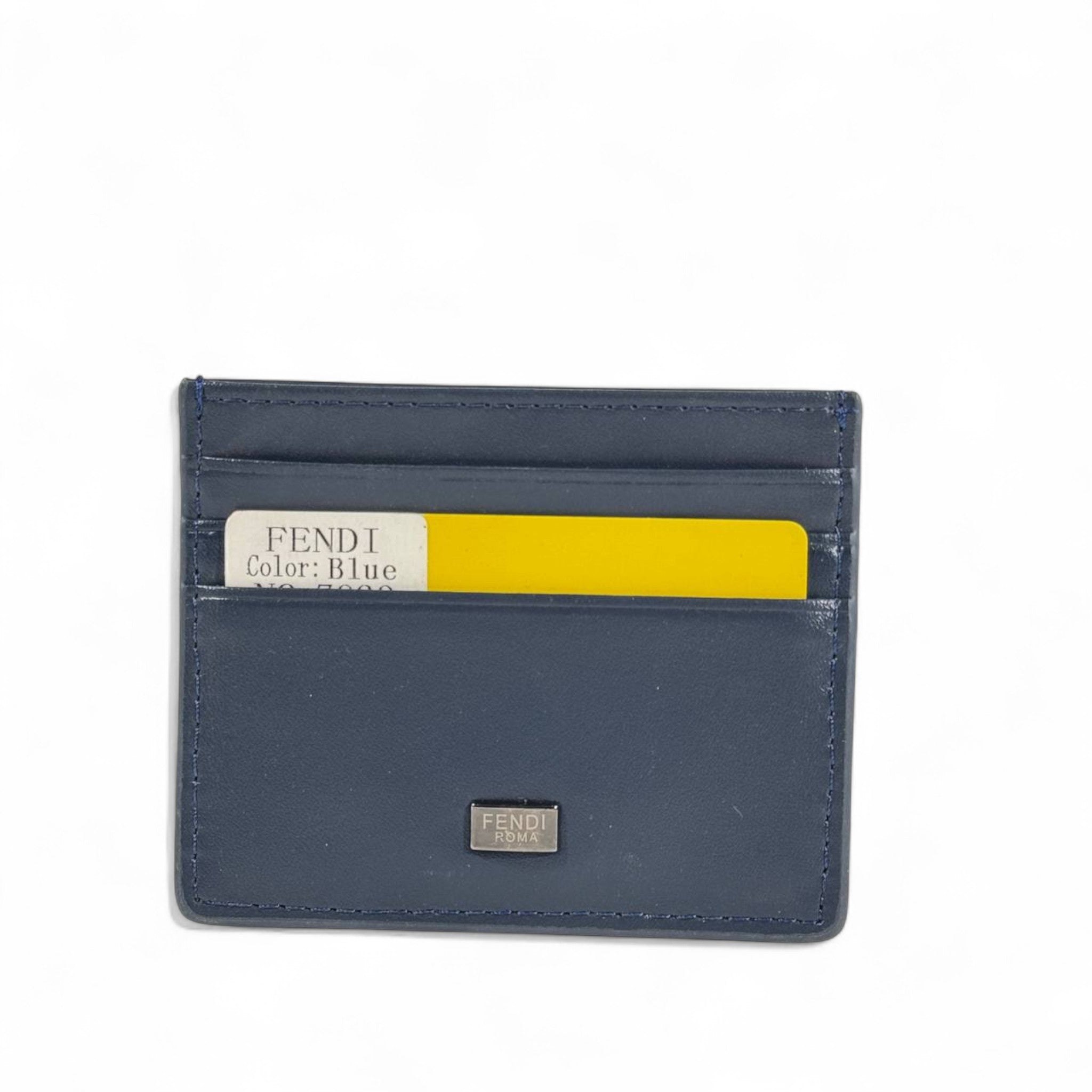Fendi Blue Leather Card Holder β Refined Minimalism