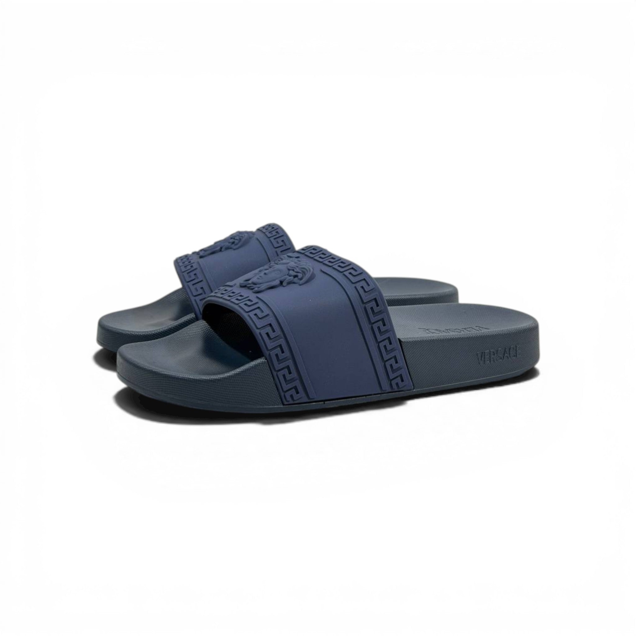 VERSACE Luxury Navy Blue Slide Sandals β Medusa Icon Design & Premium Comfort πβ¨