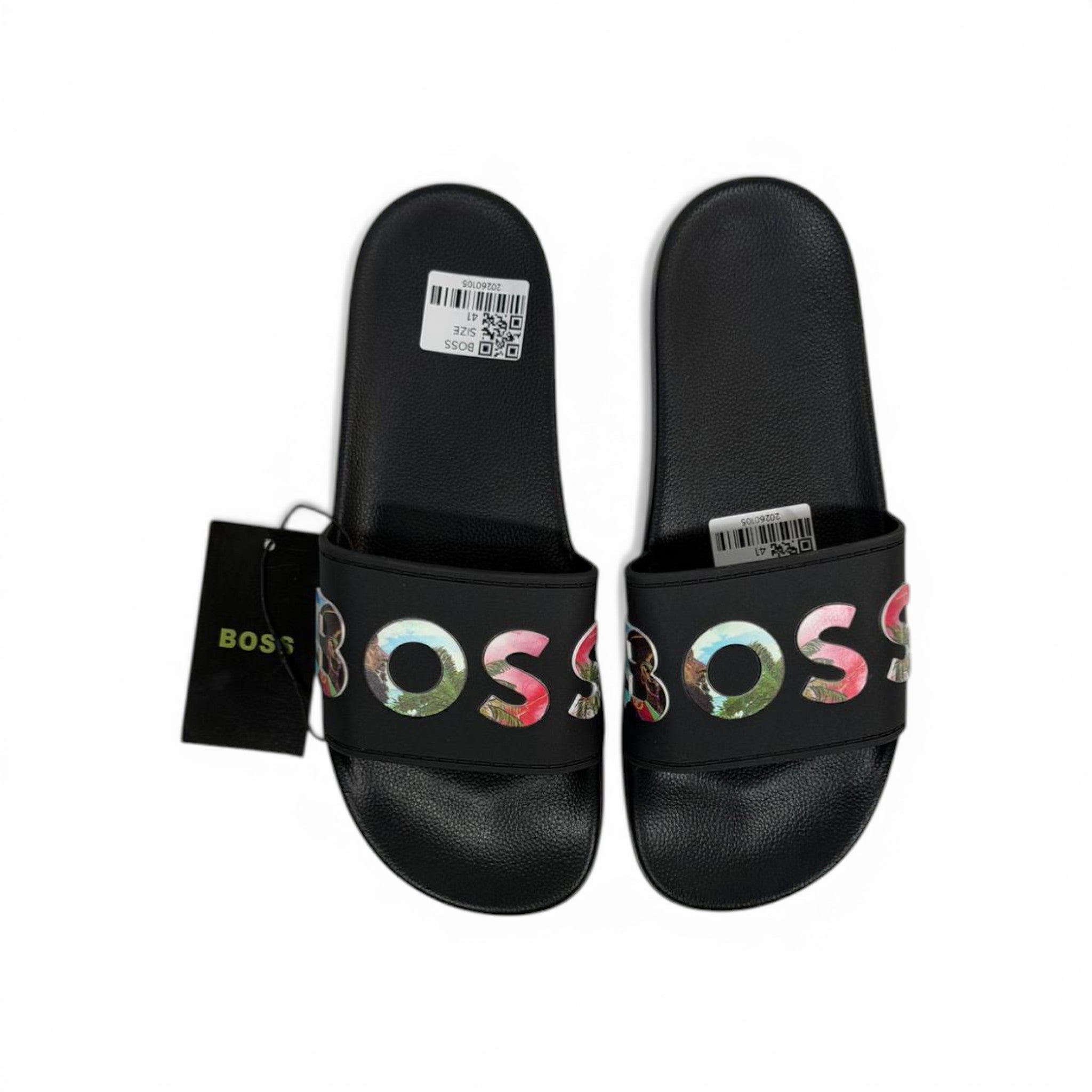 BOSS Luxury Black Slide Sandals β Statement Logo Design & Premium Everyday Comfort πβ¨