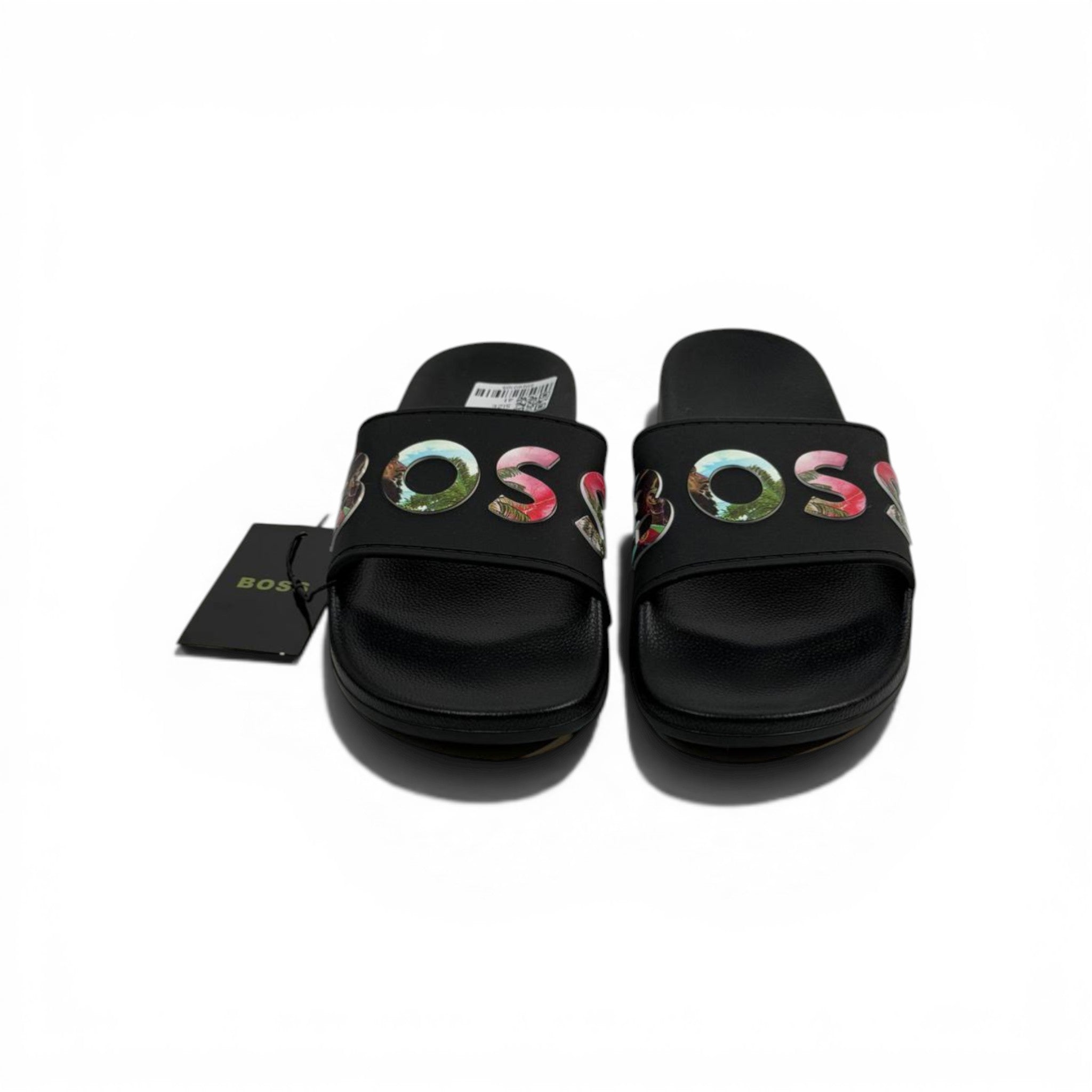 BOSS Luxury Black Slide Sandals β Statement Logo Design & Premium Everyday Comfort πβ¨