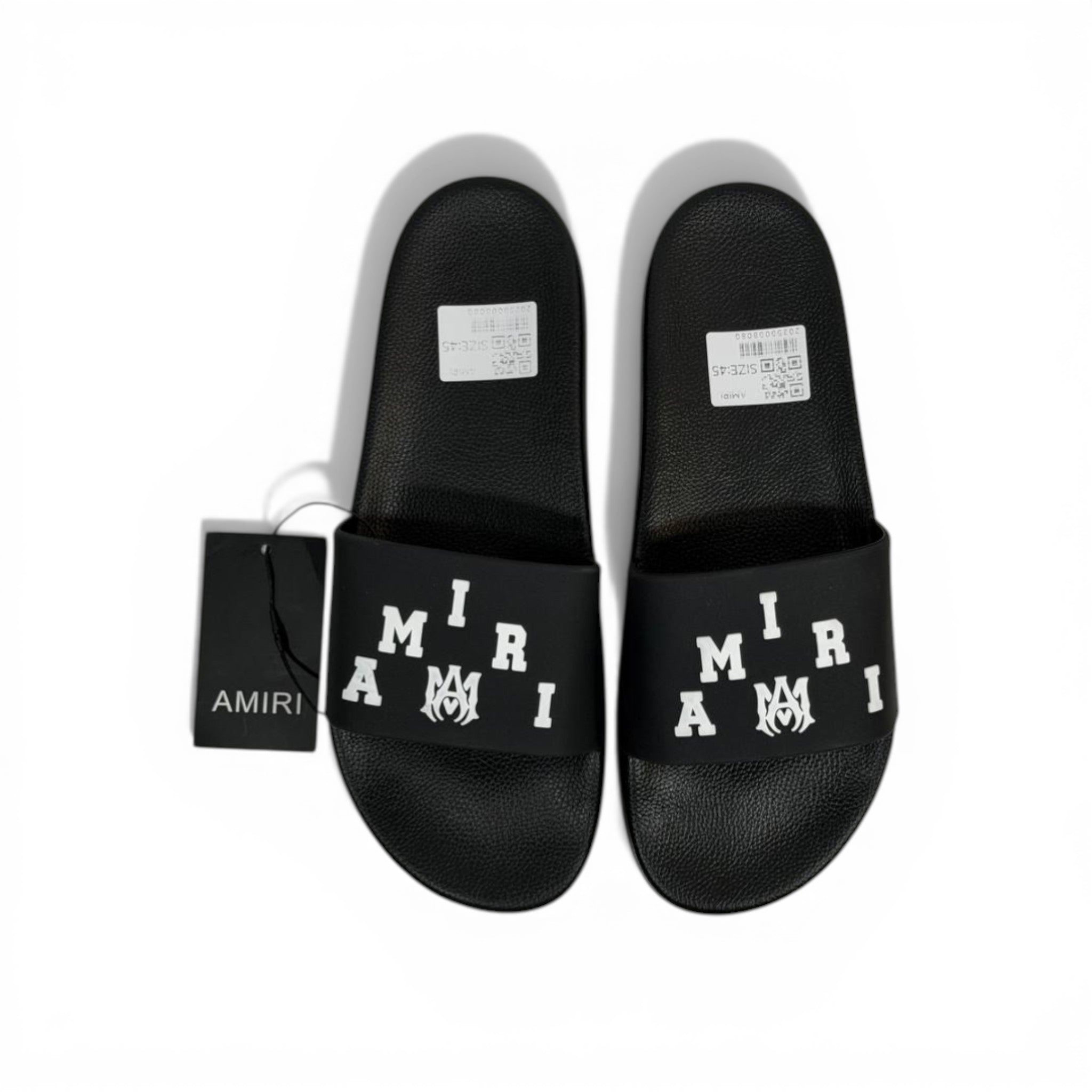 AMIRI Luxury Black Slide Sandals – Bold White Logo Design & Premium Streetwear 👟✨