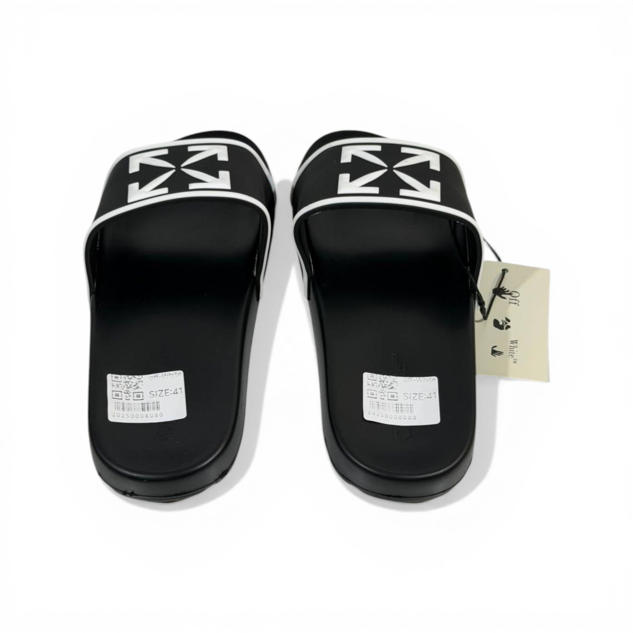 OFF-WHITE Luxury Black Slide – Iconic Arrow Logo Design & Premium Streetwear 👟✨