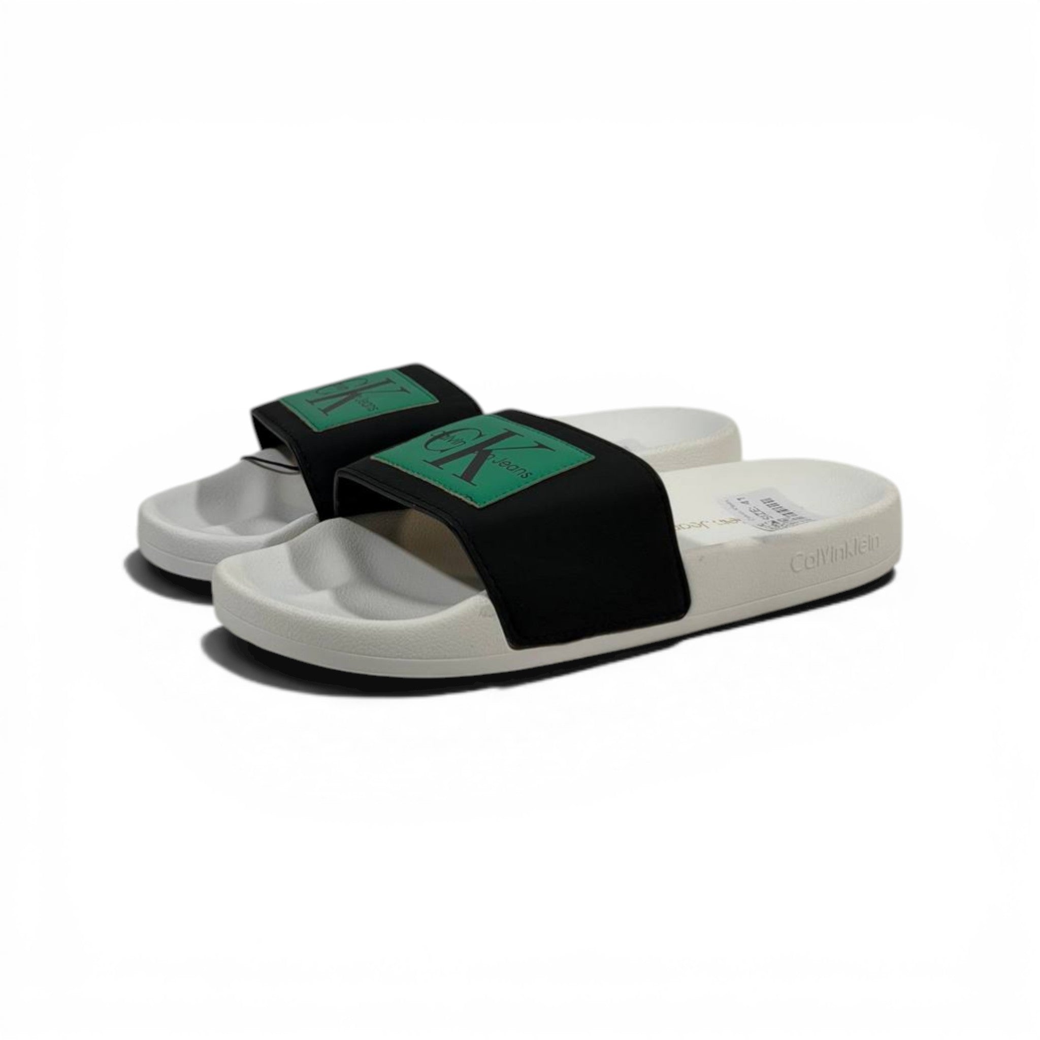 CALVIN KLEIN Luxury Black & White Slide Sandals β CK Logo Design & Everyday Comfort πβ¨