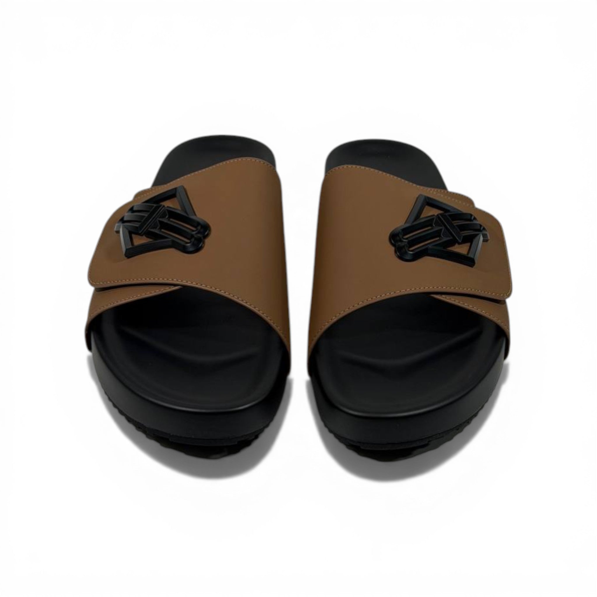 BALENCIAGA Luxury Brown Slide β Statement Logo Design & Premium Minimal Style πβ¨