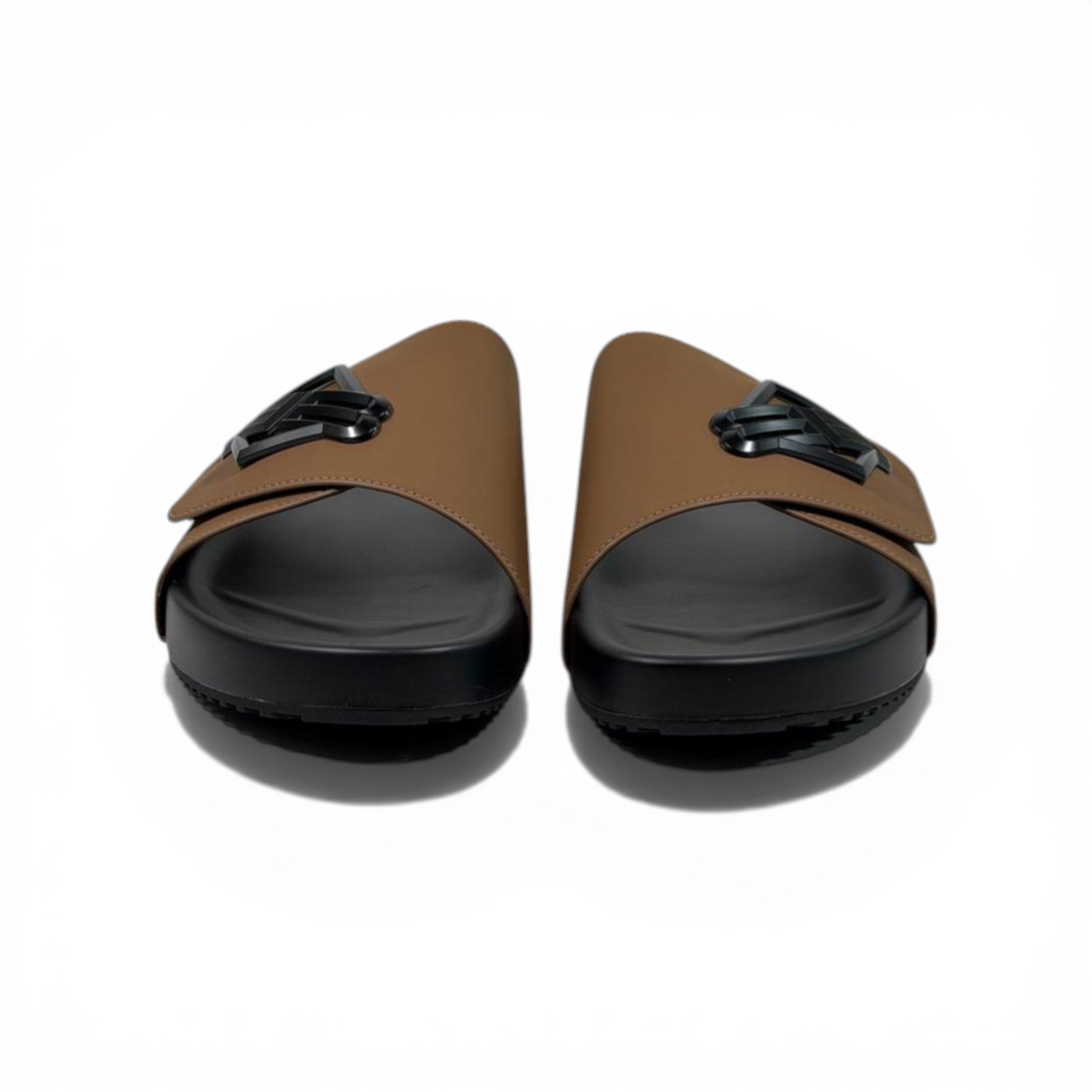 BALENCIAGA Luxury Brown Slide β Statement Logo Design & Premium Minimal Style πβ¨