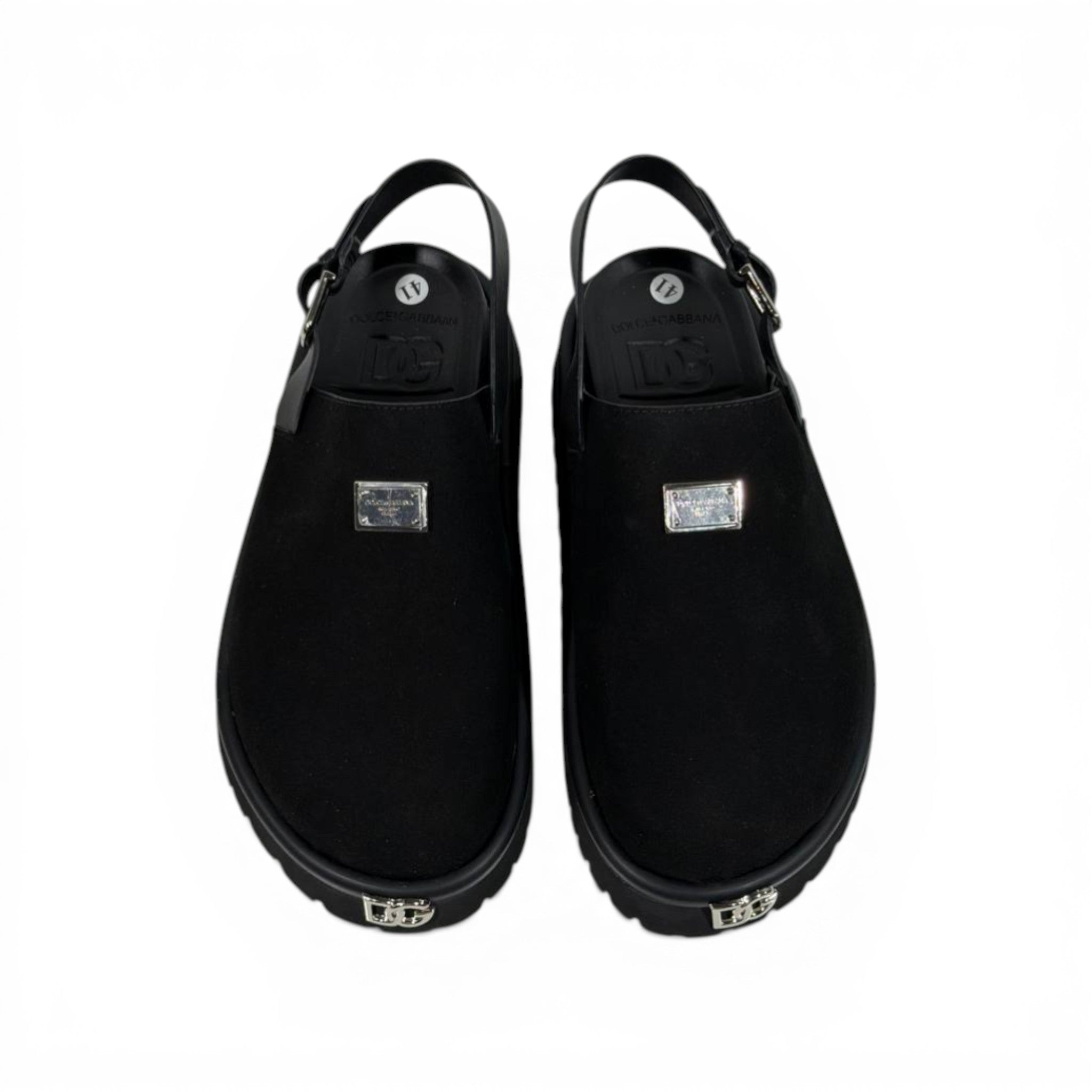 DOLCE & GABBANA Luxury Black Slingback Clogs – DG Logo Statement & Premium Chunky Sole 👟✨