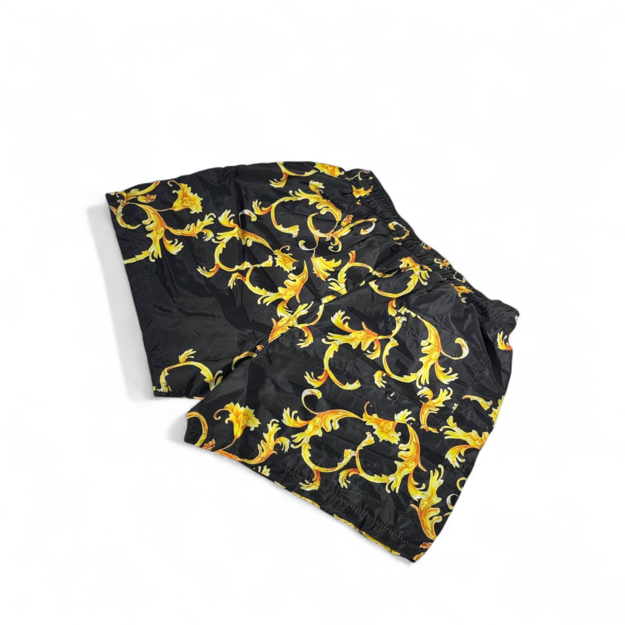 Versace-Inspired Baroque Swim Shorts β Black & Gold Royal Print ππ€π