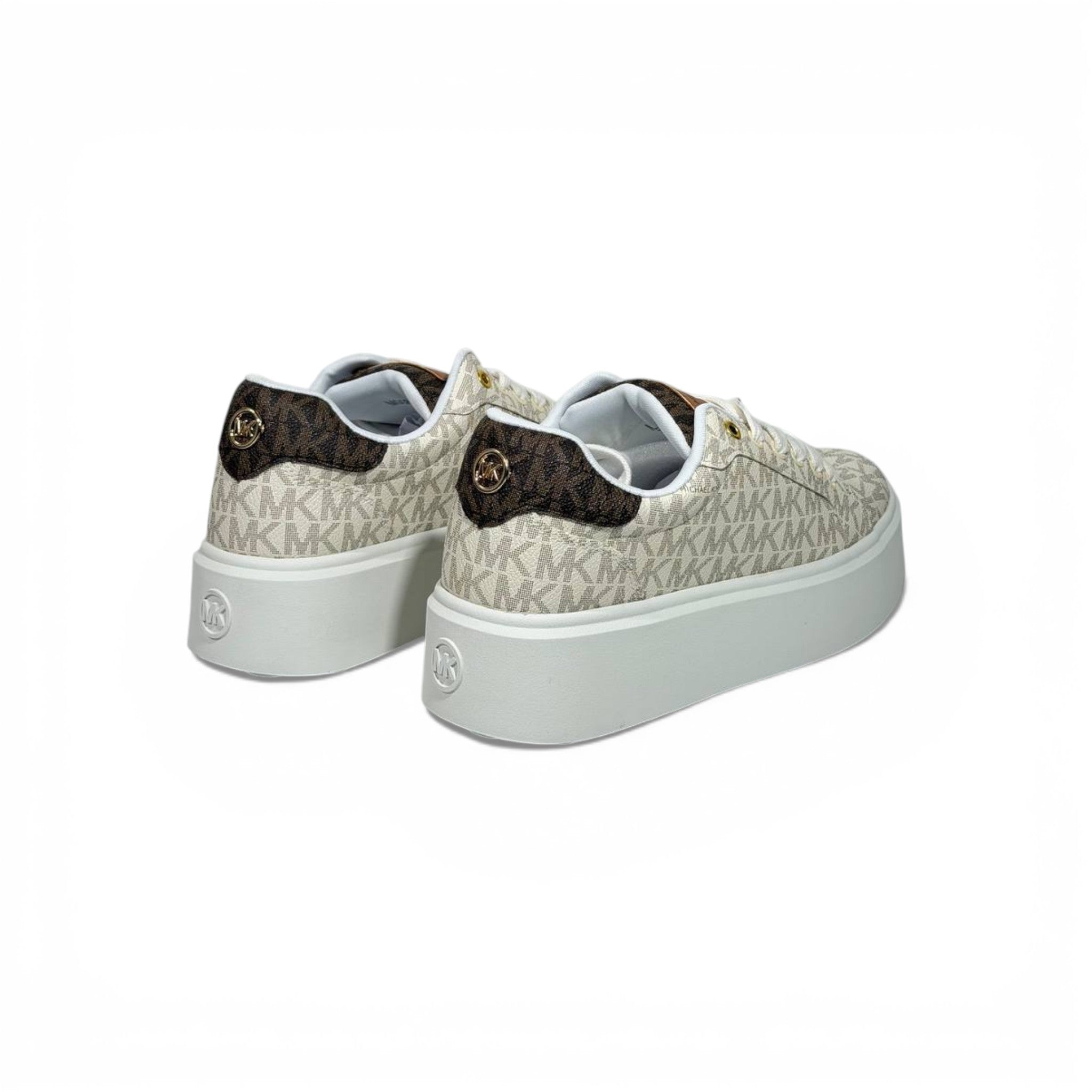 🤍✨ Michael Kors Platform Logo Sneakers – Light Grey Signature Edition ✨🤍