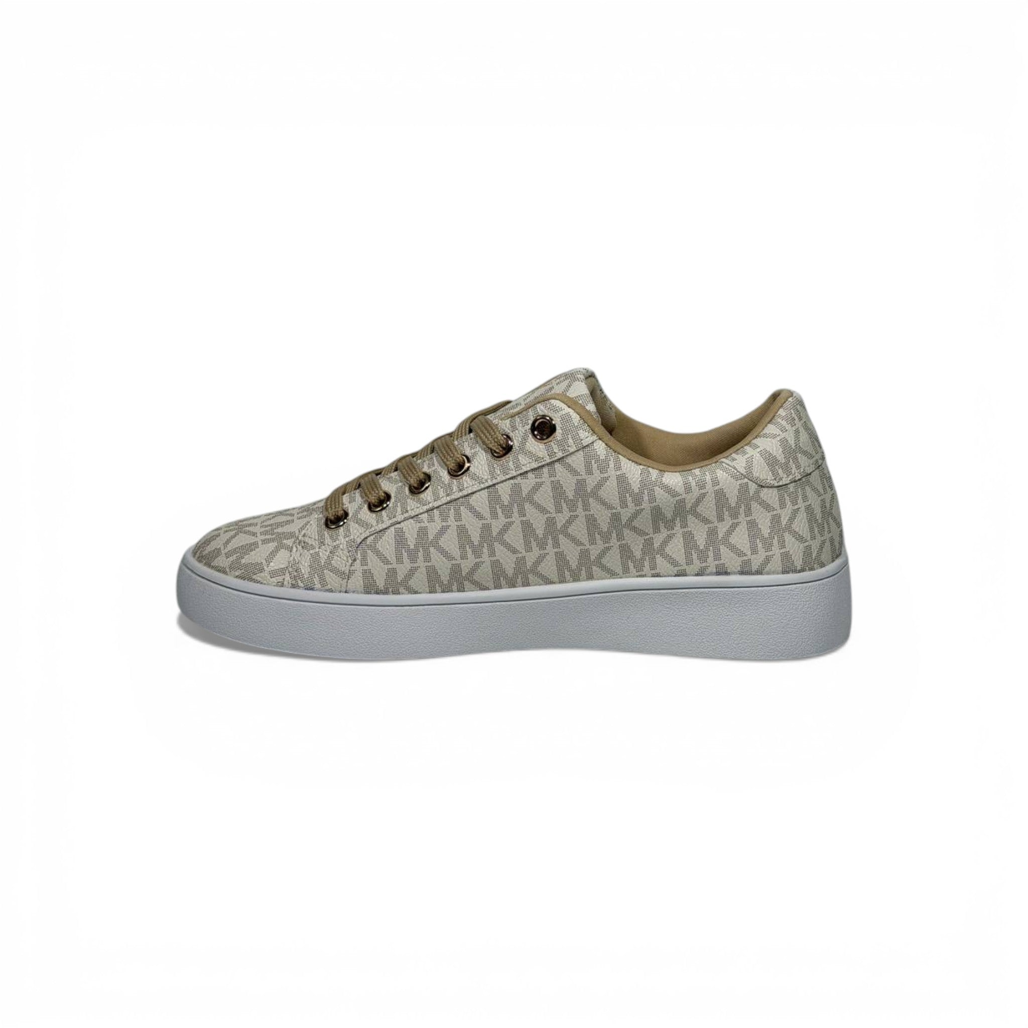 🤍✨ Michael Kors Logo Low-Top Sneakers – Beige Signature Edition ✨🤍