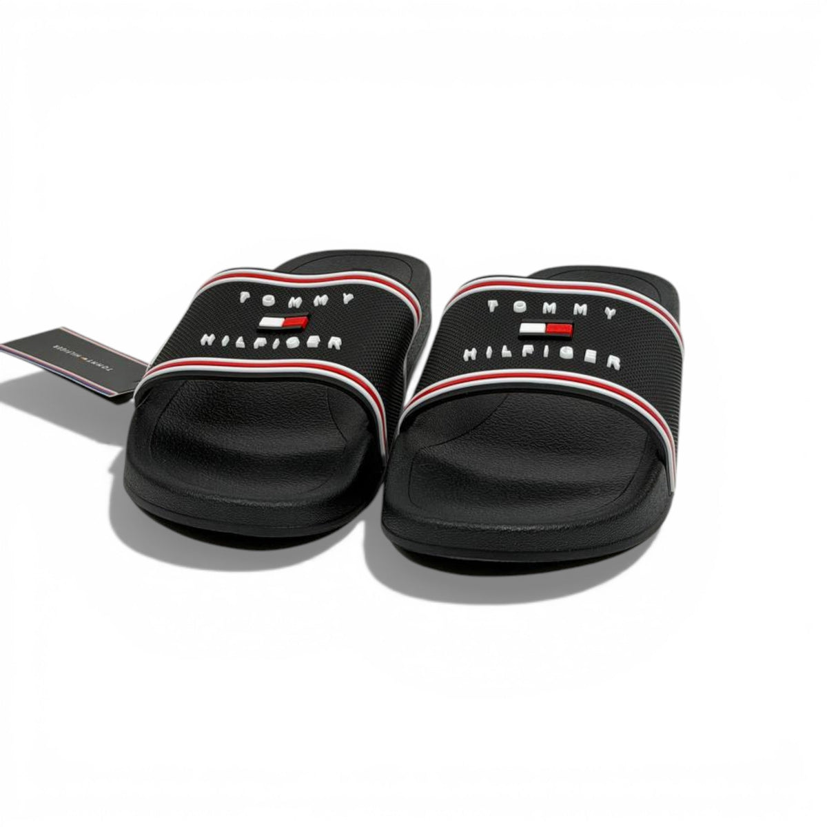 🖤✨ Tommy Hilfiger Logo Slide Slippers – Black Classic Edition ✨🖤