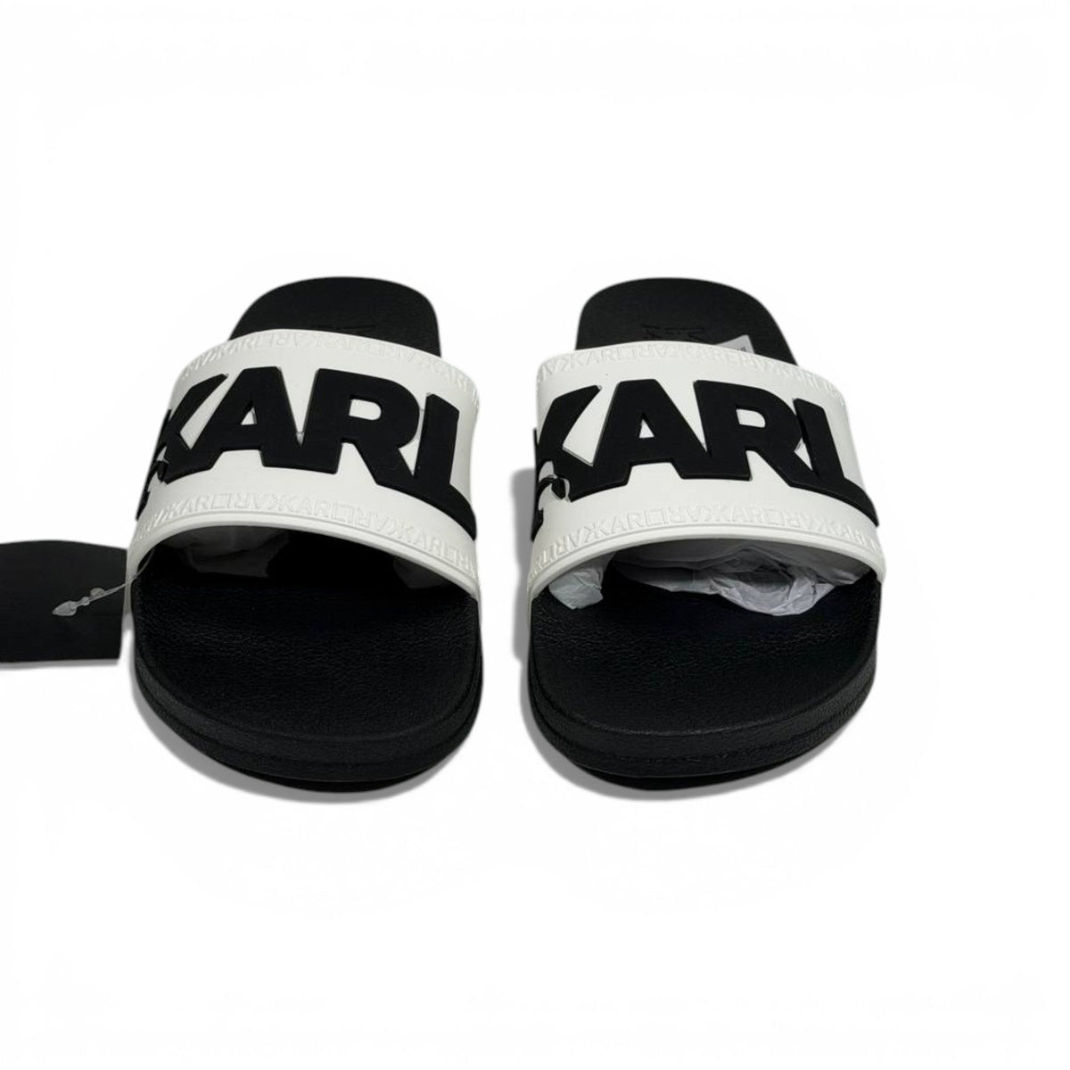 π€ Karl Lagerfeld Bold Logo Slide Slippers β Black & White