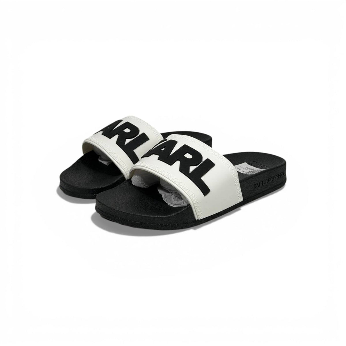 π€ Karl Lagerfeld Bold Logo Slide Slippers β Black & White