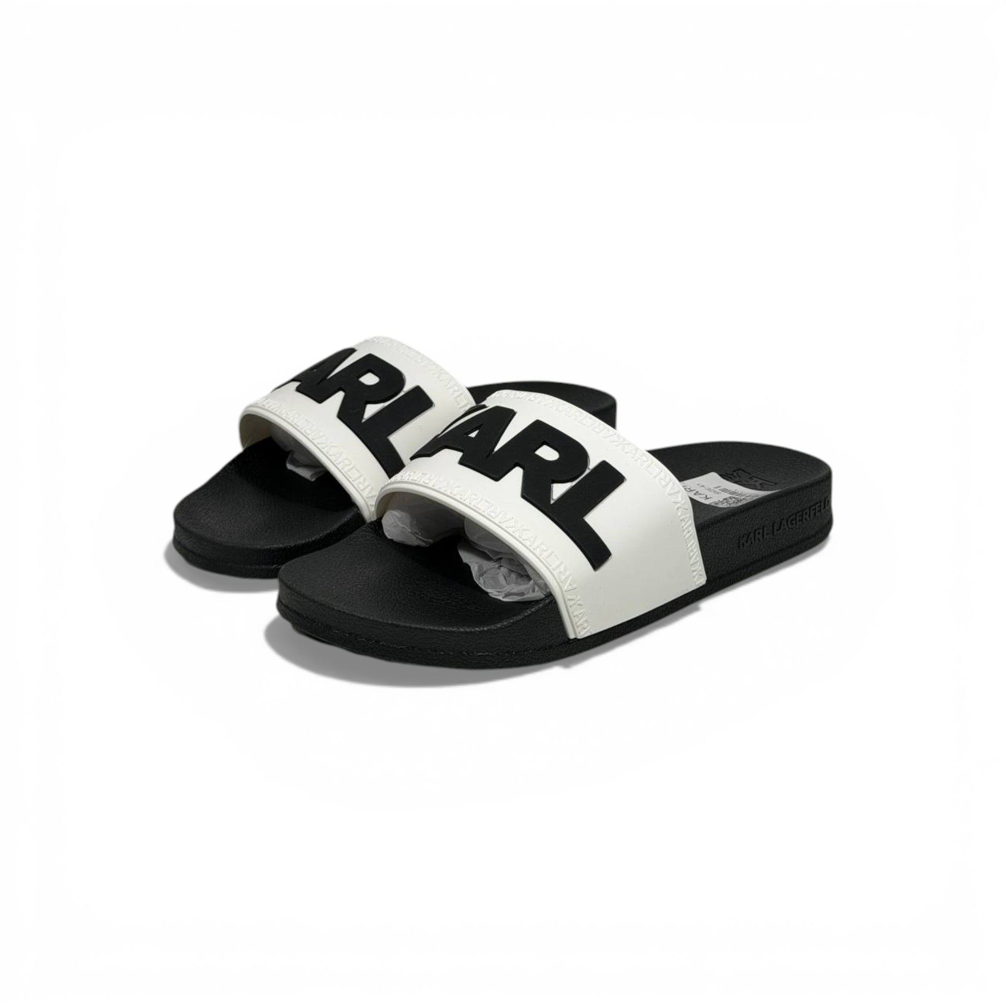 π€ Karl Lagerfeld Bold Logo Slide Slippers β Black & White