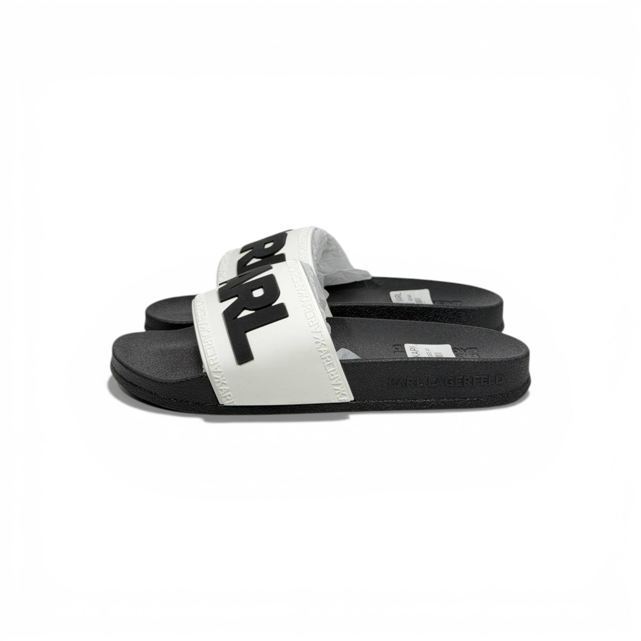 π€ Karl Lagerfeld Bold Logo Slide Slippers β Black & White