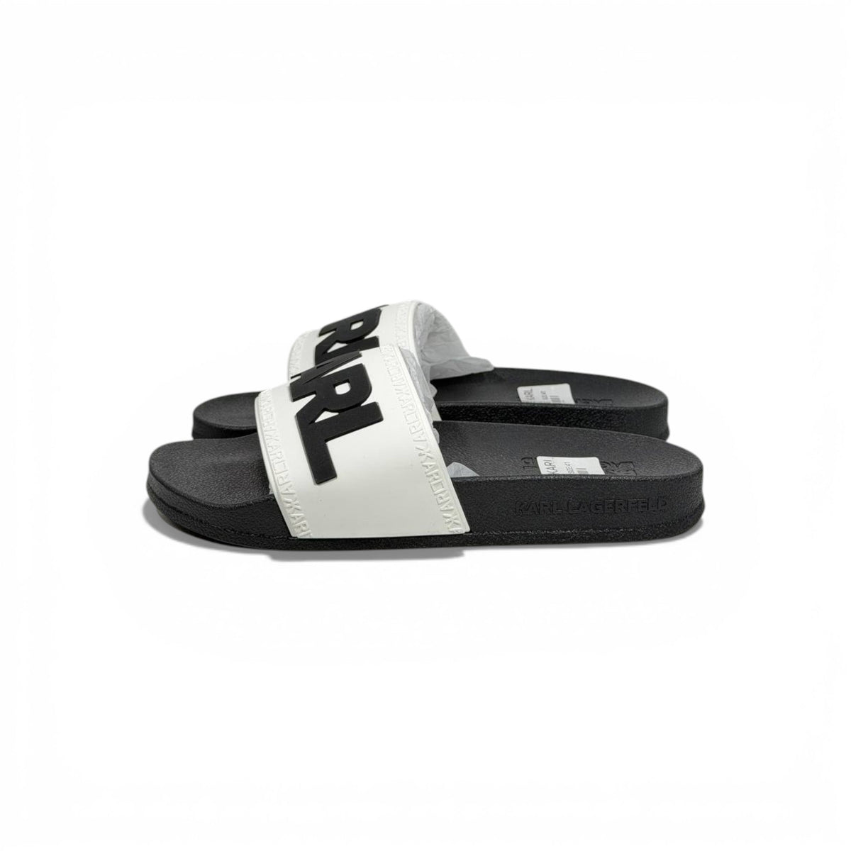 π€ Karl Lagerfeld Bold Logo Slide Slippers β Black & White