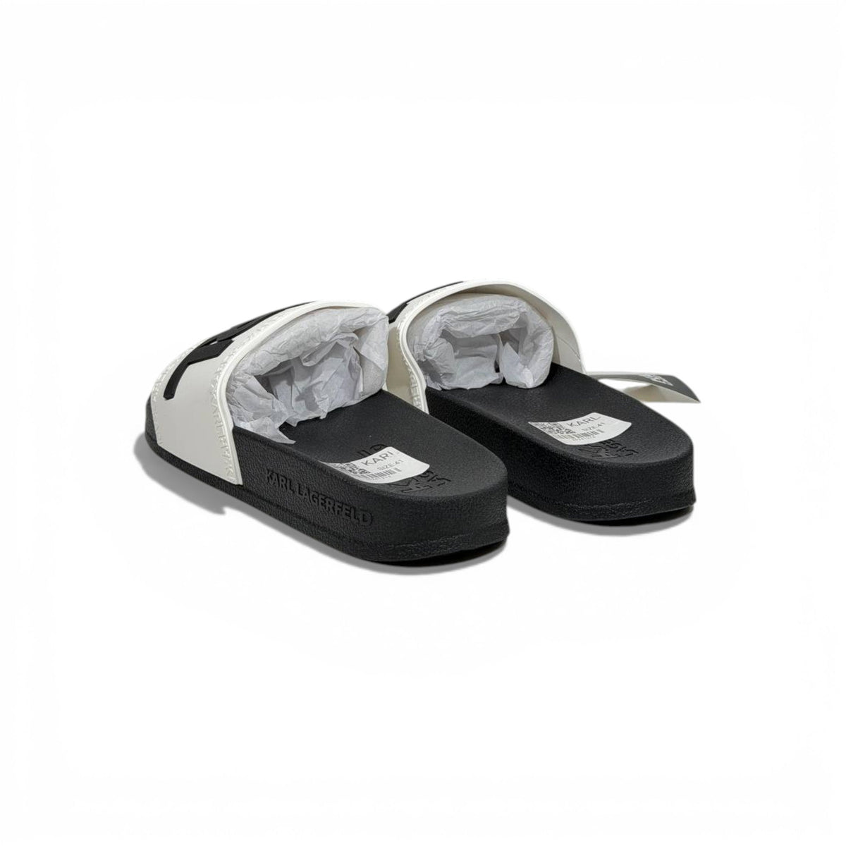 π€ Karl Lagerfeld Bold Logo Slide Slippers β Black & White