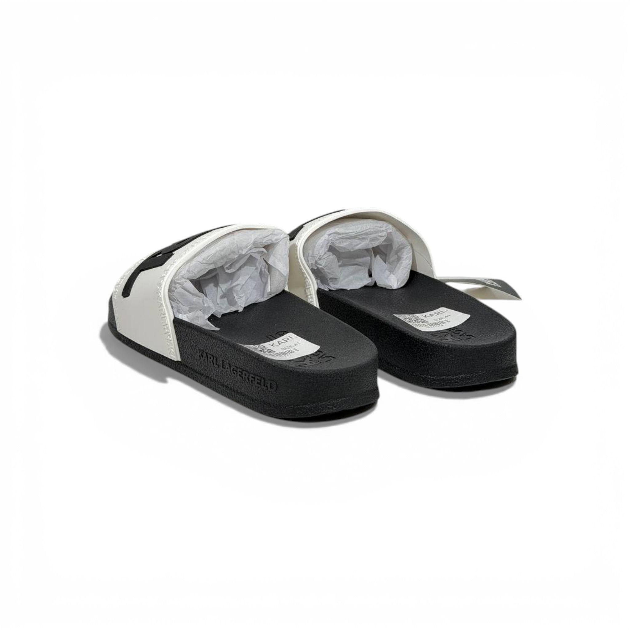 π€ Karl Lagerfeld Bold Logo Slide Slippers β Black & White