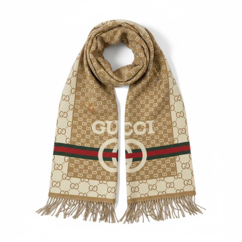 🤎 Gucci GG Logo Scarf – Beige Heritage Elegance