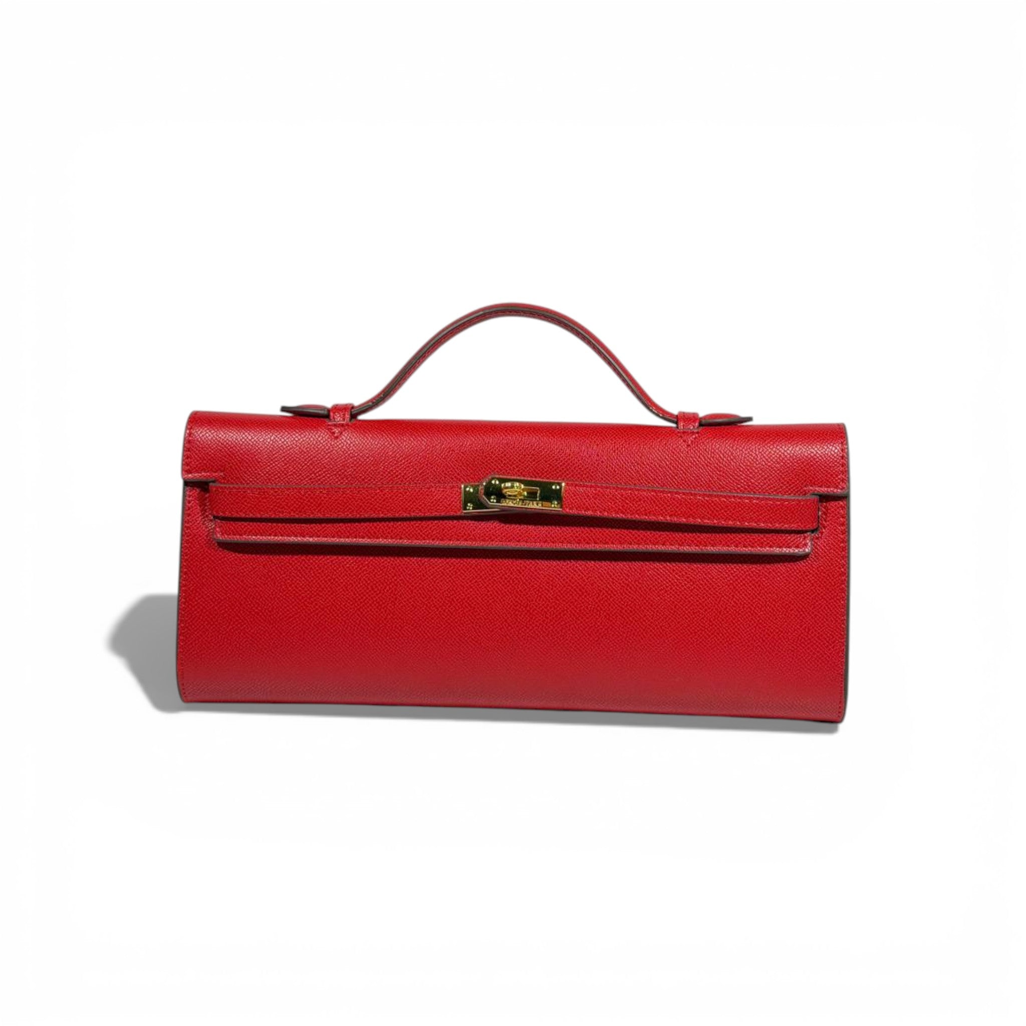 🔴 Hermès Red Leather Kelly Style Clutch