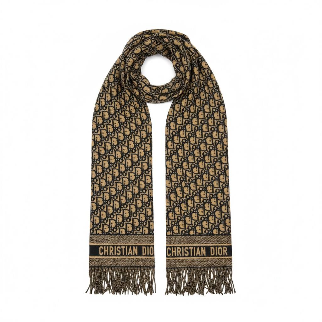 Christian Dior Oblique Scarf β Camel & Black Timeless Luxuryπ€