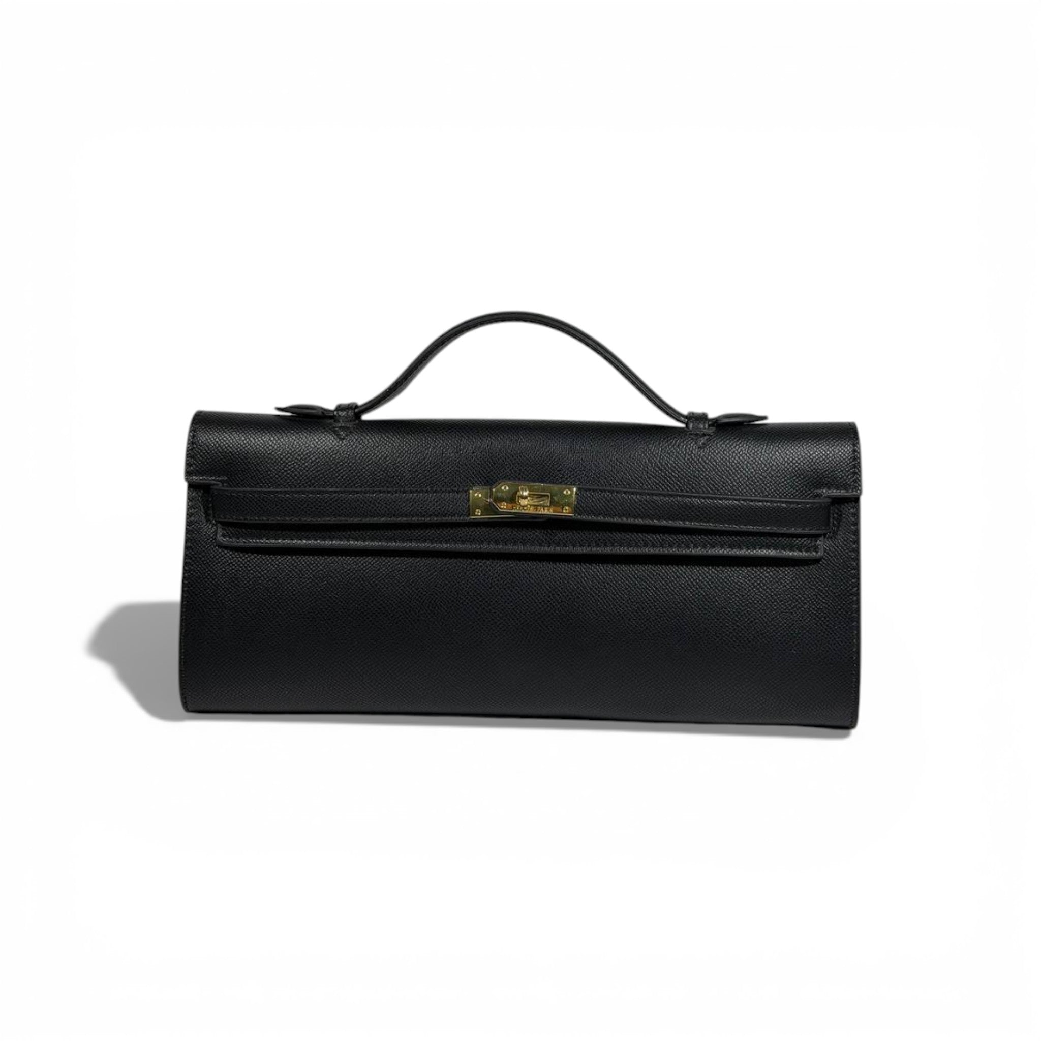 🖤 Hermès Black Leather Kelly Style Clutch